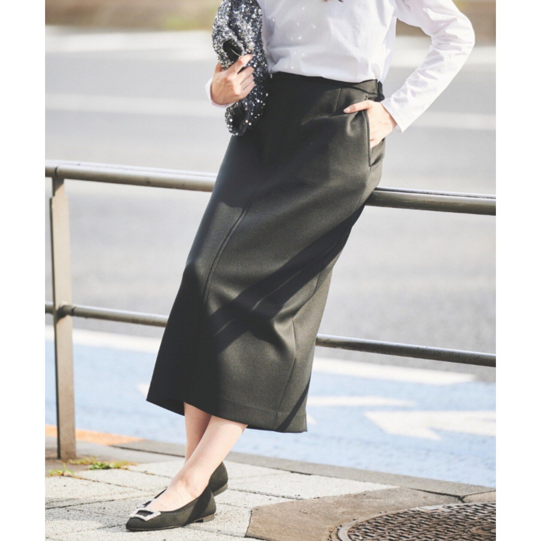 UNTITLED「【セットアップ可能/後ろウエストゴム】ダンボールジャージ ナロースカート」|スカート|