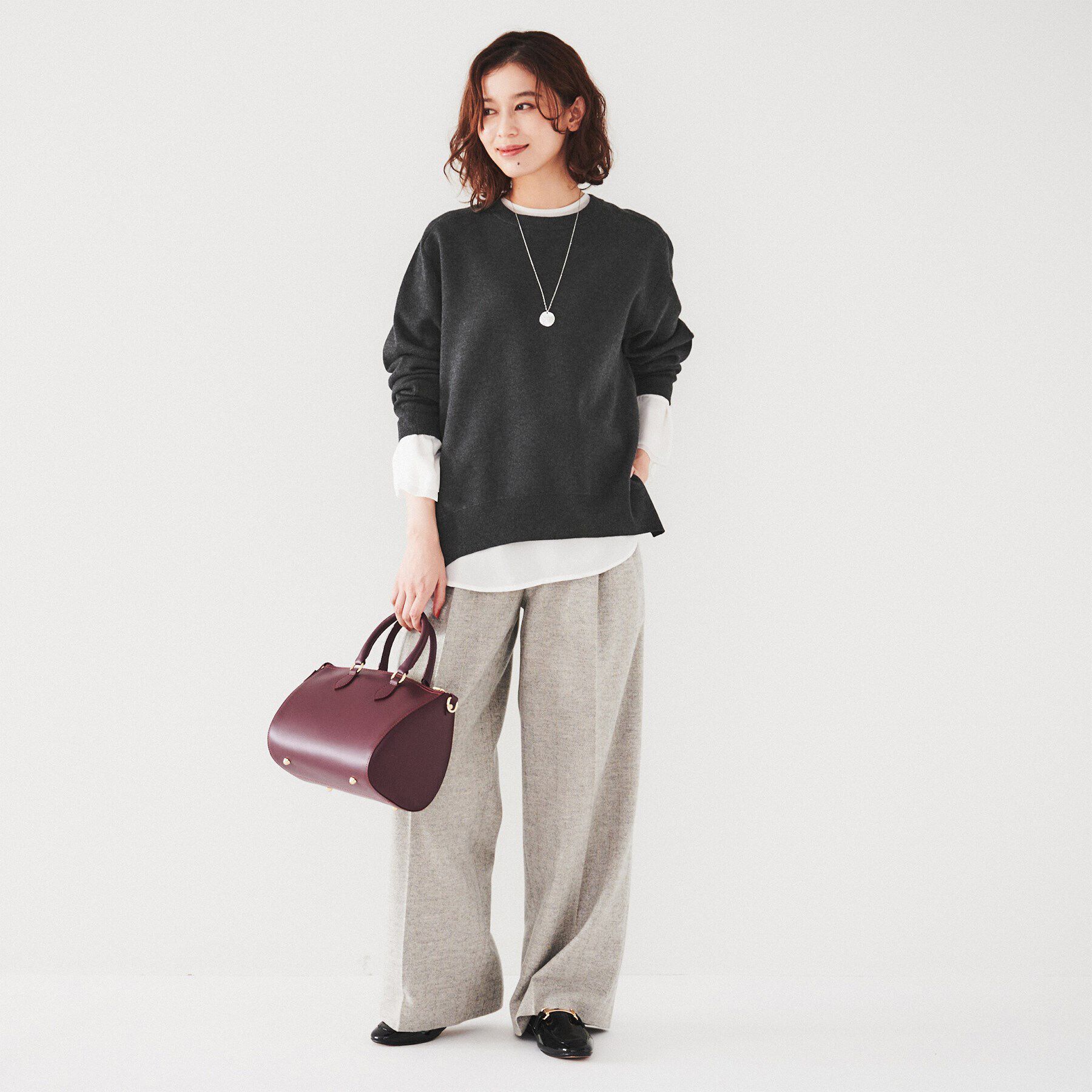 UNTITLED「【セットアップ可能/スウェットライク】バラクラバ付き ニットプルオーバー」|ニット・セーター|