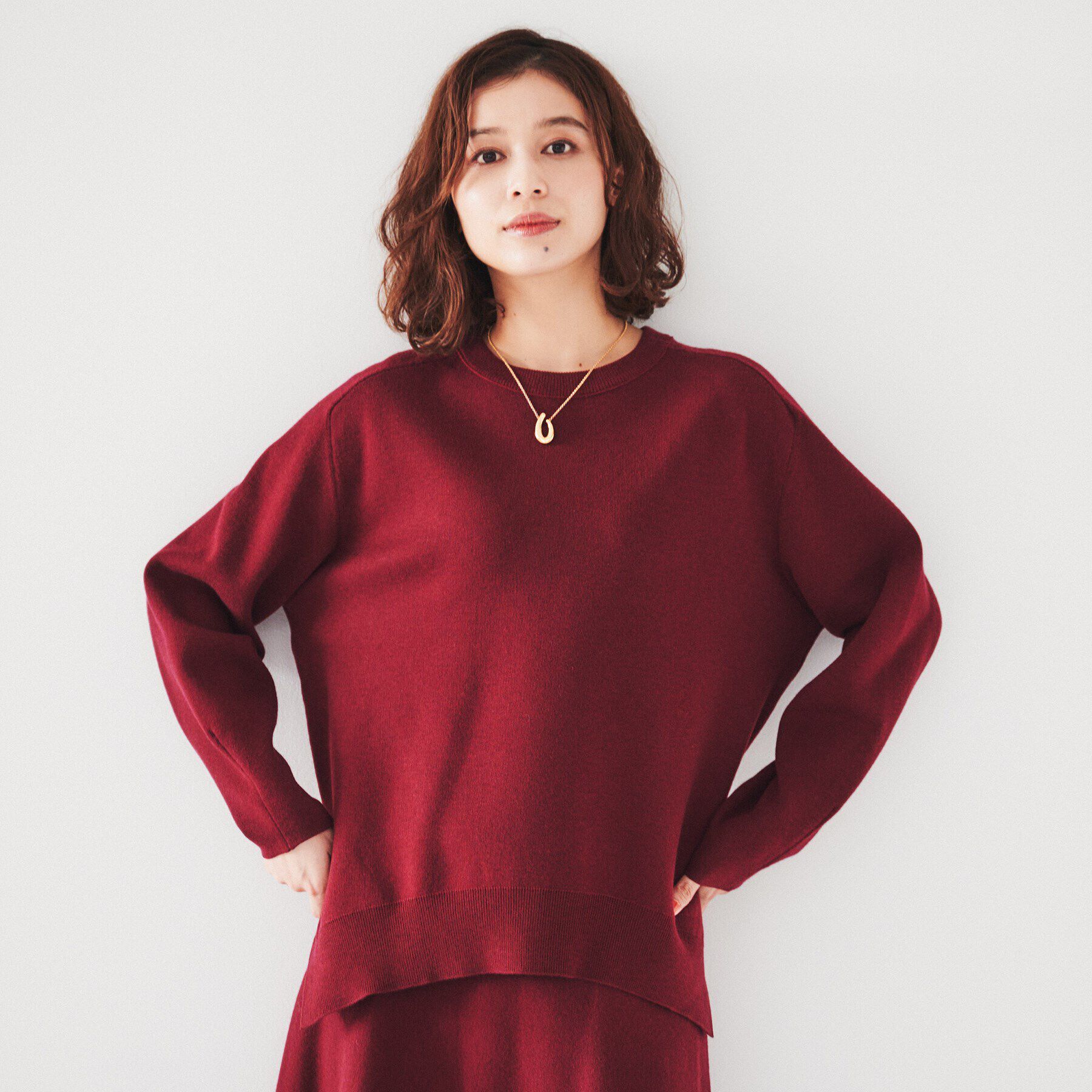 UNTITLED「【セットアップ可能/スウェットライク】バラクラバ付き ニットプルオーバー」|ニット・セーター|