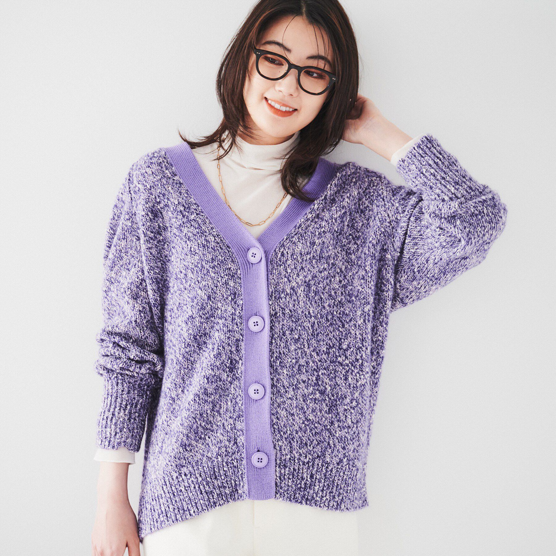 UNTITLED「【ゆったり/こなれ感】ミックスツイストカーディガンニット」|カーディガン|