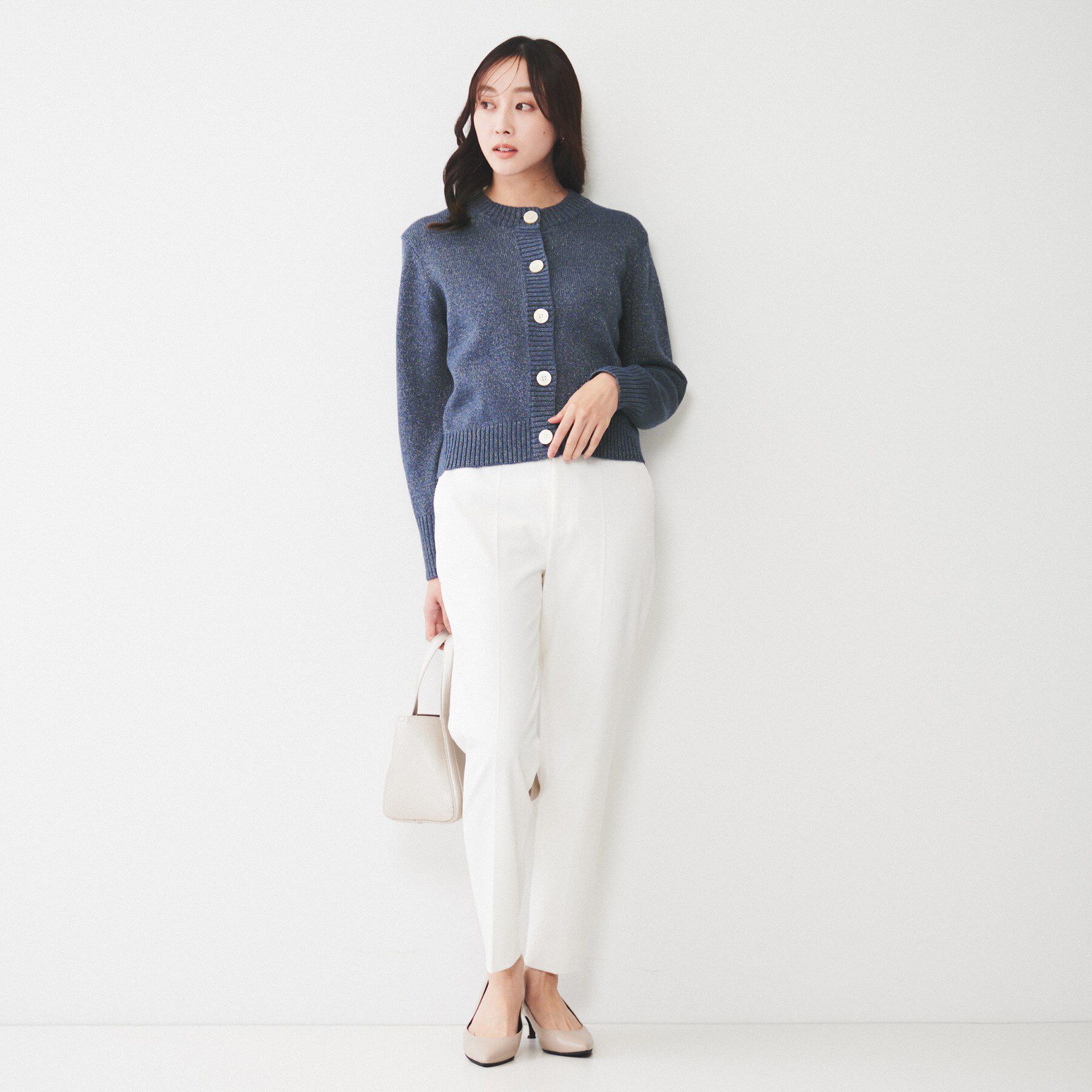 UNTITLED「【アンサンブル可能/ラメ調】コンパクトニットカーディガン」|カーディガン|