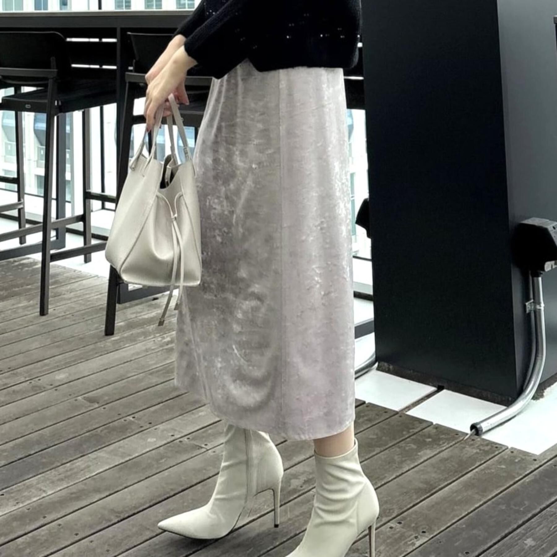 COUP DE CHANCE「【洗える／日本製／ウエストゴム】クラッシュベロアスカート」|スカート|