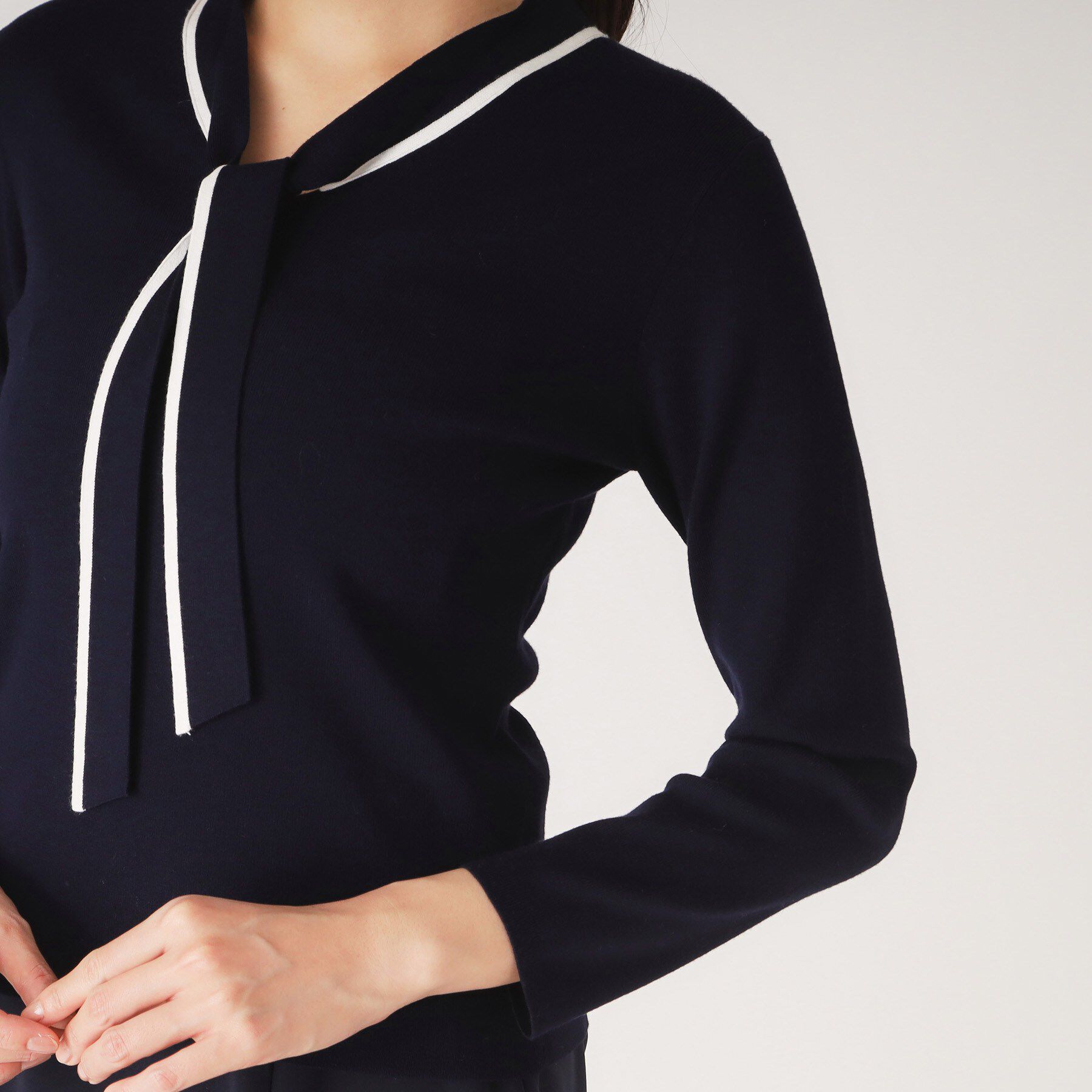 COUP DE CHANCE「【洗える】配色ボウタイのニットトップス」|Tシャツ・カットソー|