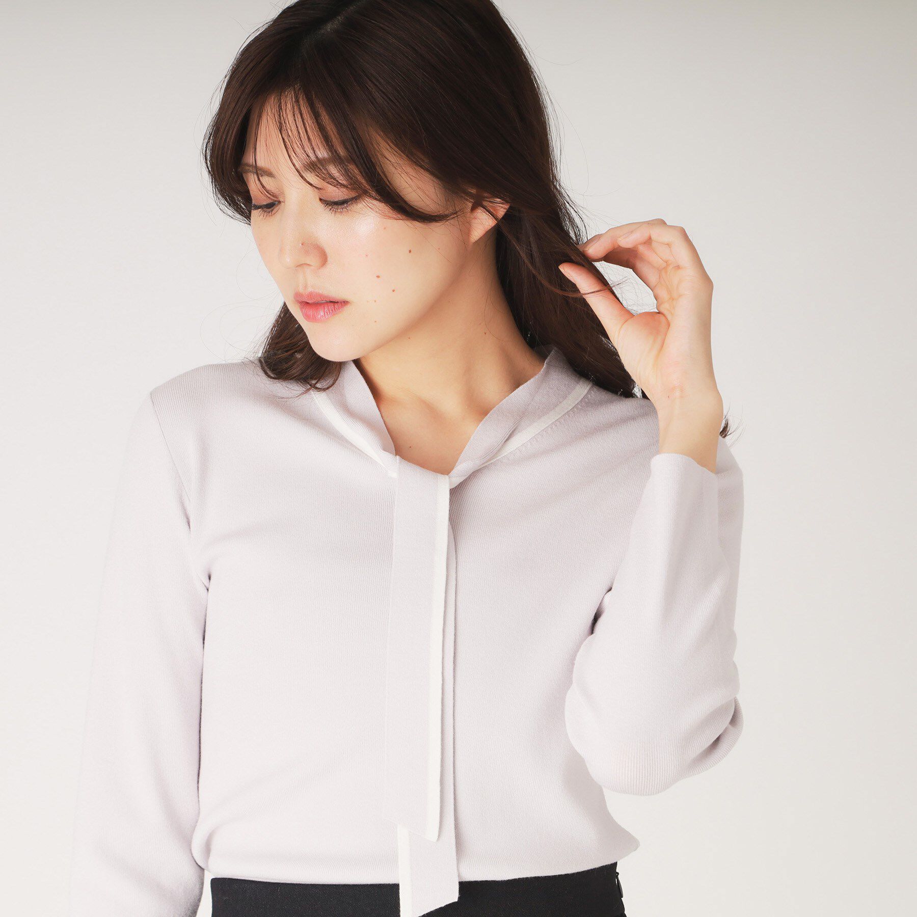 COUP DE CHANCE「【洗える】配色ボウタイのニットトップス」|Tシャツ・カットソー|