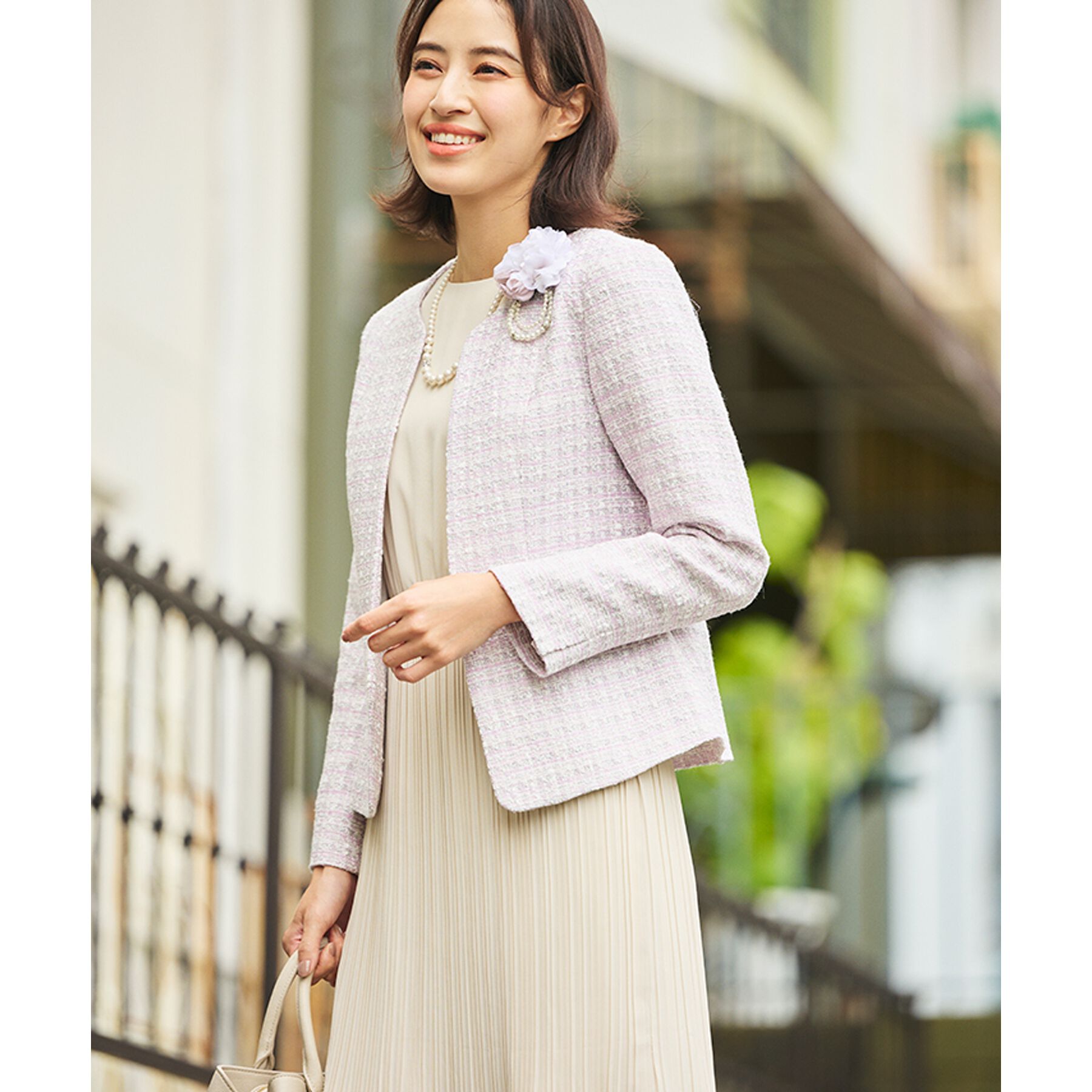 COUP DE CHANCE「【日本製】ファンシーツィードジャケット」|ノーカラージャケット|