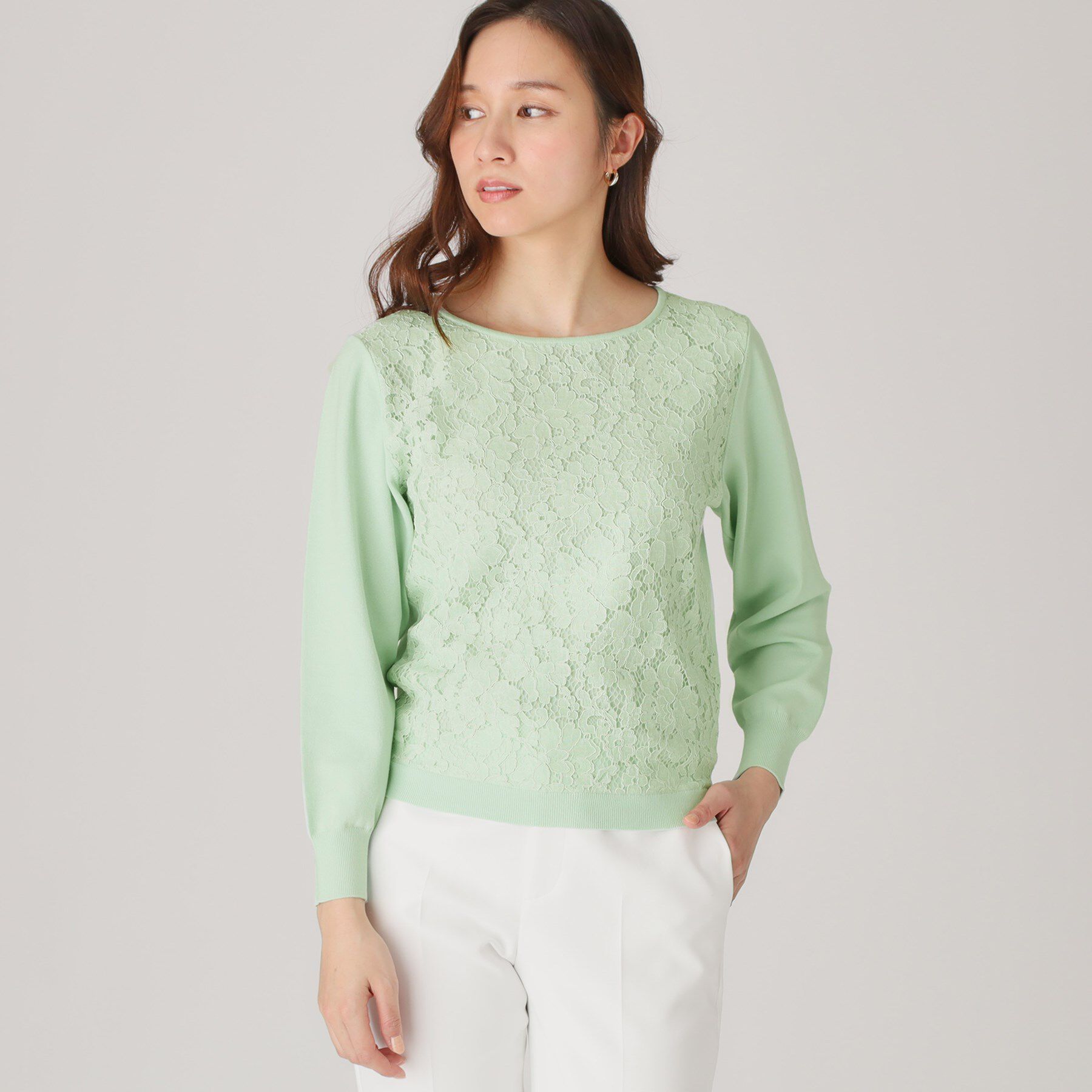 COUP DE CHANCE「【洗える】レース使いニットプルオーバー」|ニット・セーター|