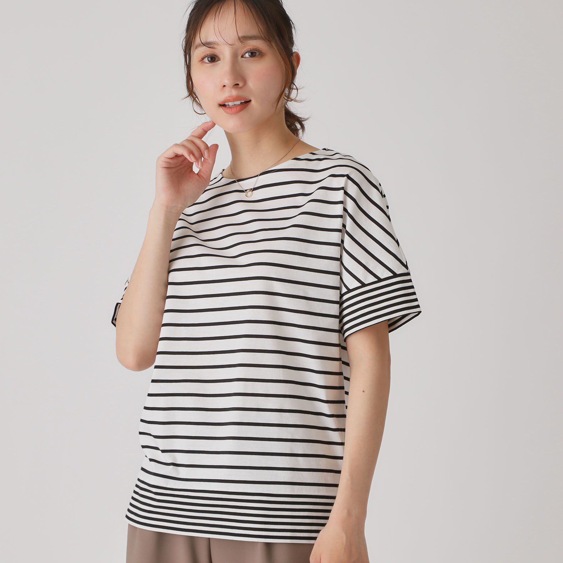 COUP DE CHANCE「【洗える／日本製】ボーダー切替デザイントップス」|Tシャツ・カットソー|