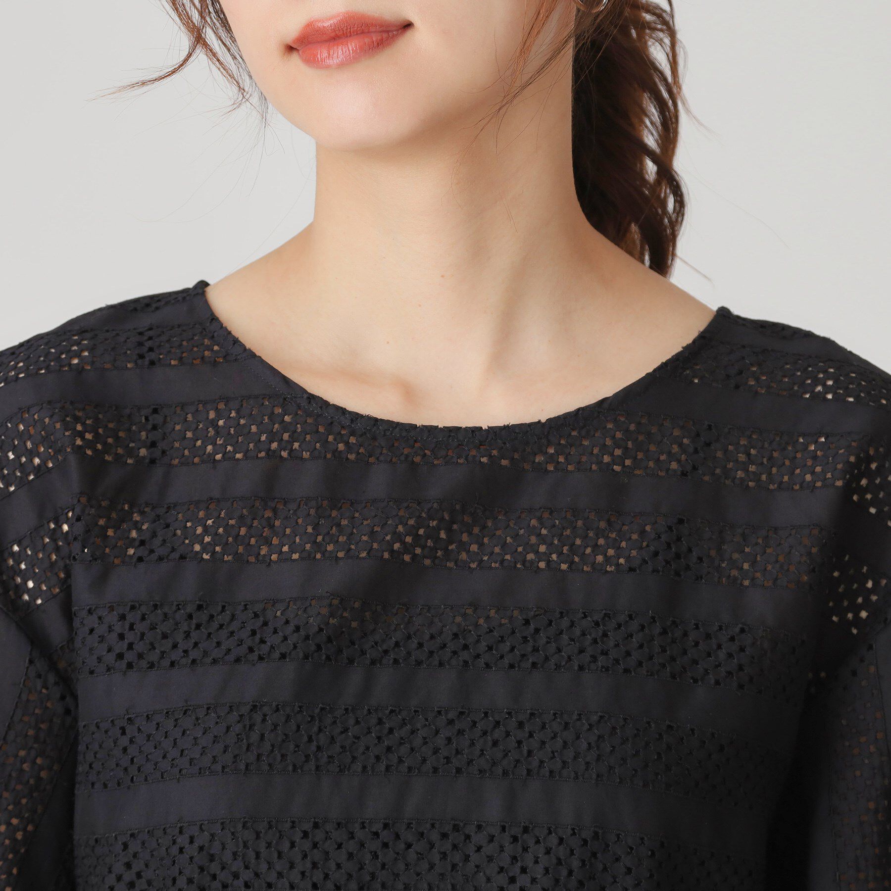 COUP DE CHANCE「【手洗い可／日本製】ジオメボーダーレースカットソー」|Tシャツ・カットソー|