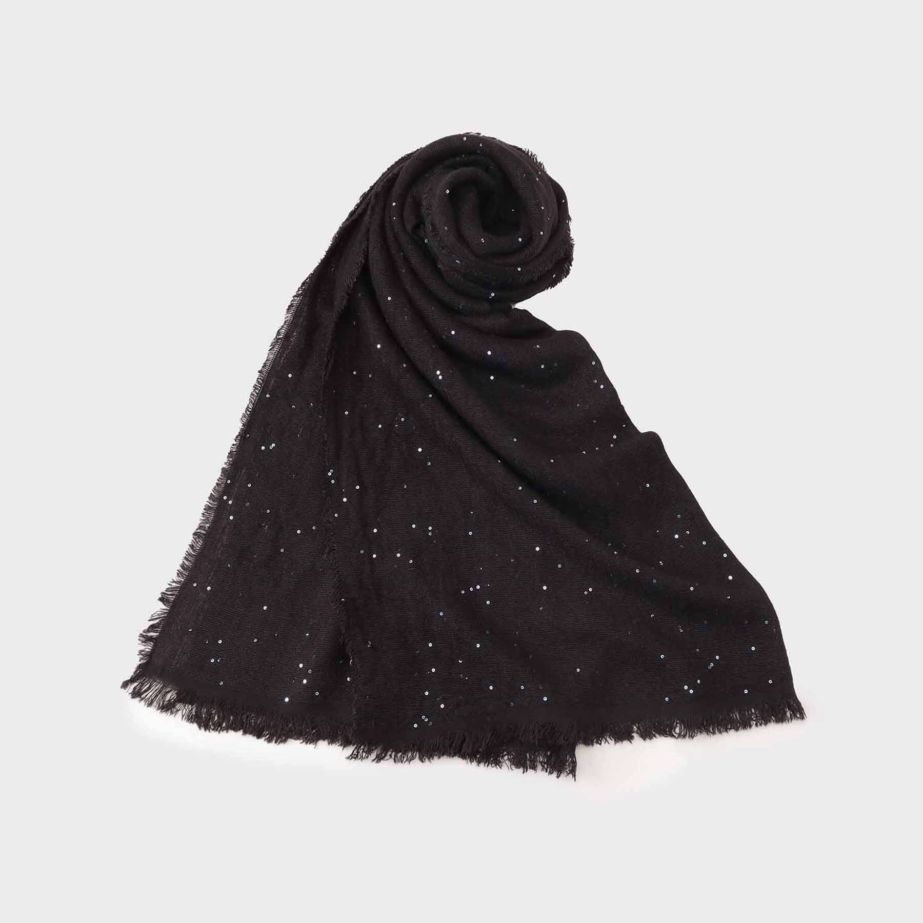 COUP DE CHANCE「スパンコールストール／きらめきを纏う／大人の軽やかストール」|ストール|ブラック(019)