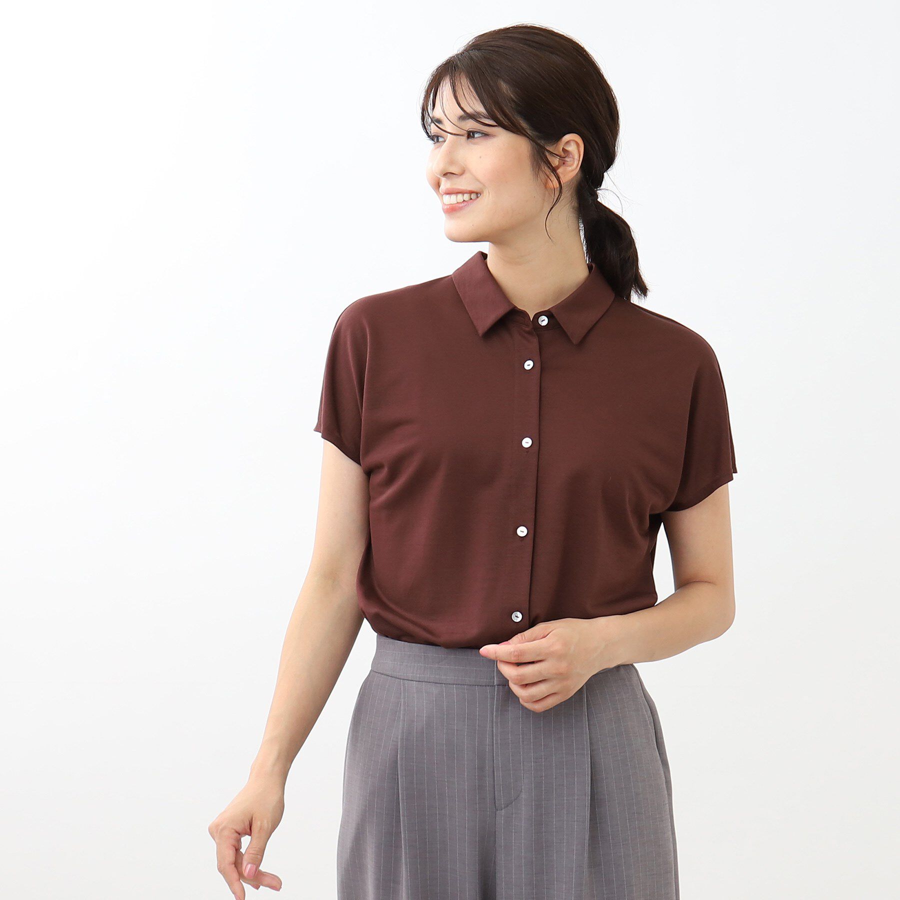 Reflect「【マシンウォッシュ／二の腕カバー】フレンチスリーブブラウス」|シャツ・ブラウス|