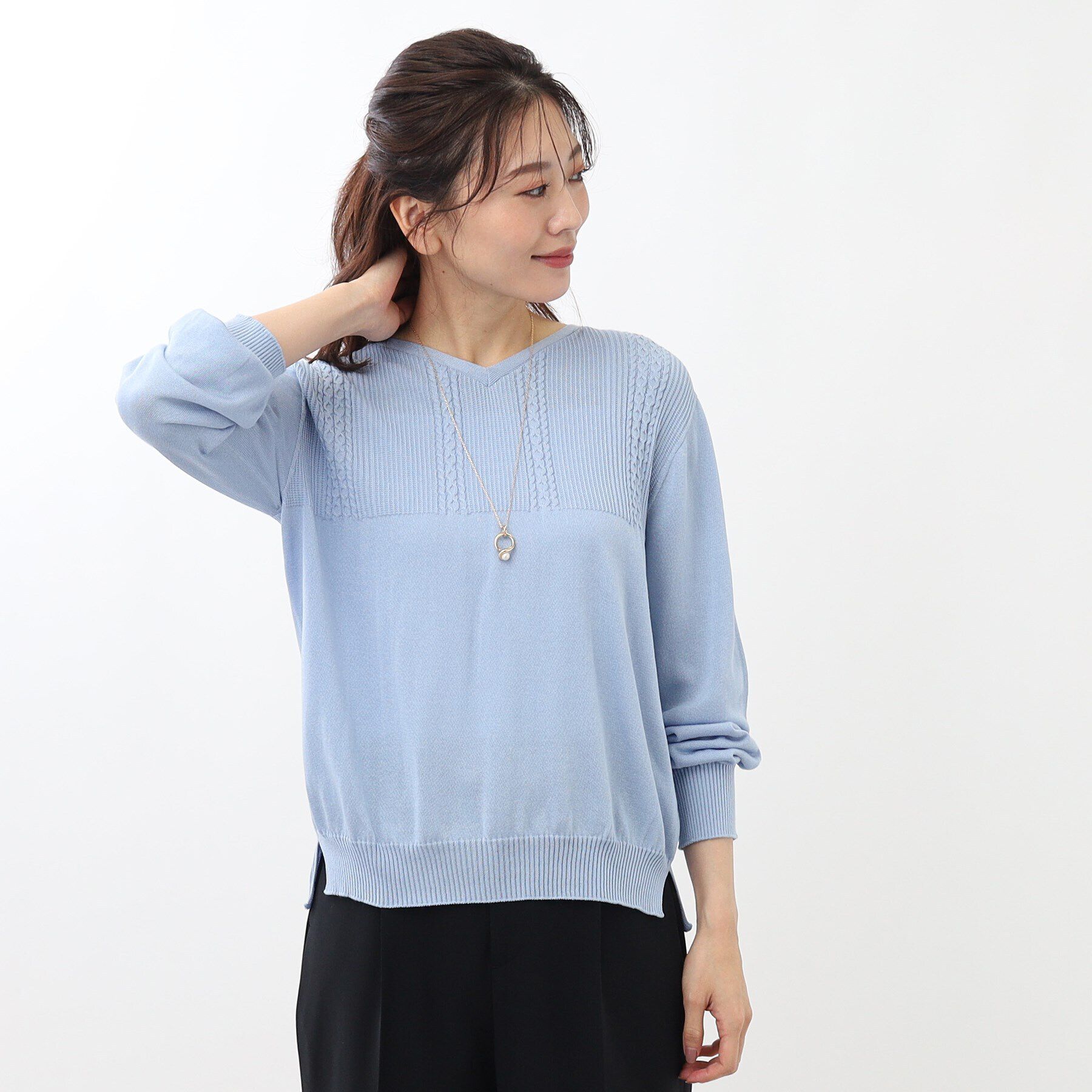 Reflect「【WEB限定カラーあり／洗える】薄手ホールガーメント（R）ニット」|ニット・セーター|ブルー(091)