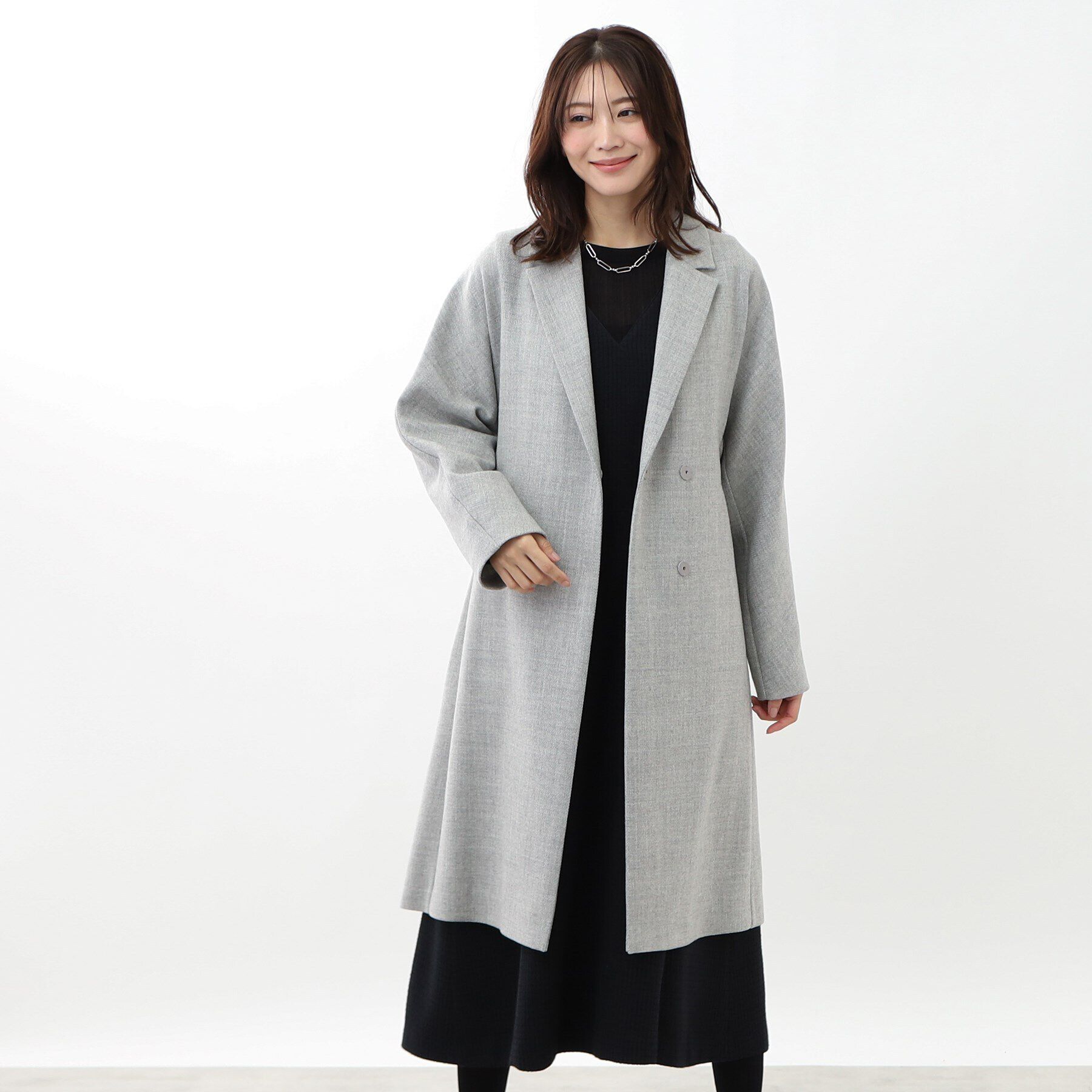 Reflect「【共布サッシュベルト付き】クラシカルロングコート」|チェスターコート|