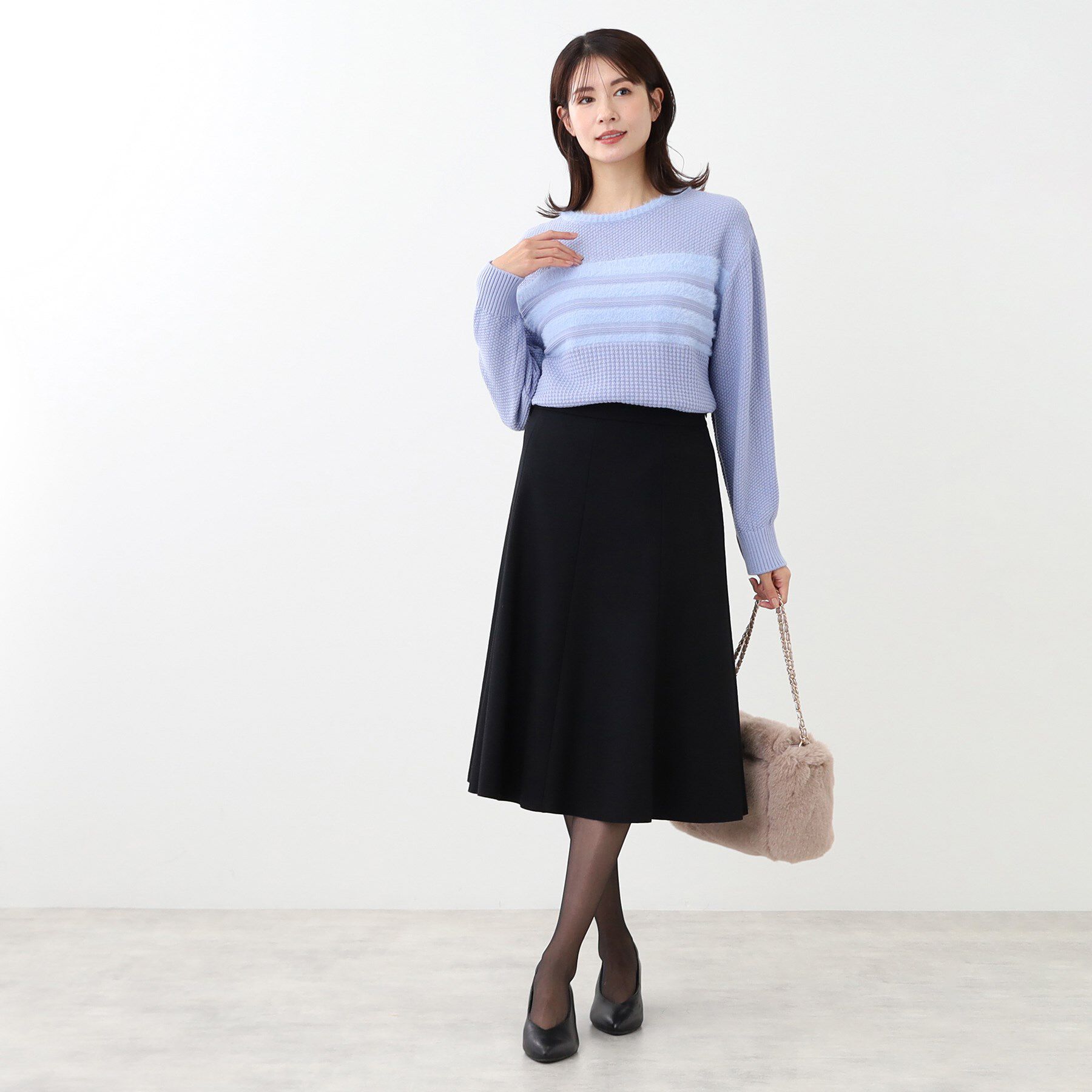 Reflect「【洗える】フェザーボーダーニット」|ニット・セーター|