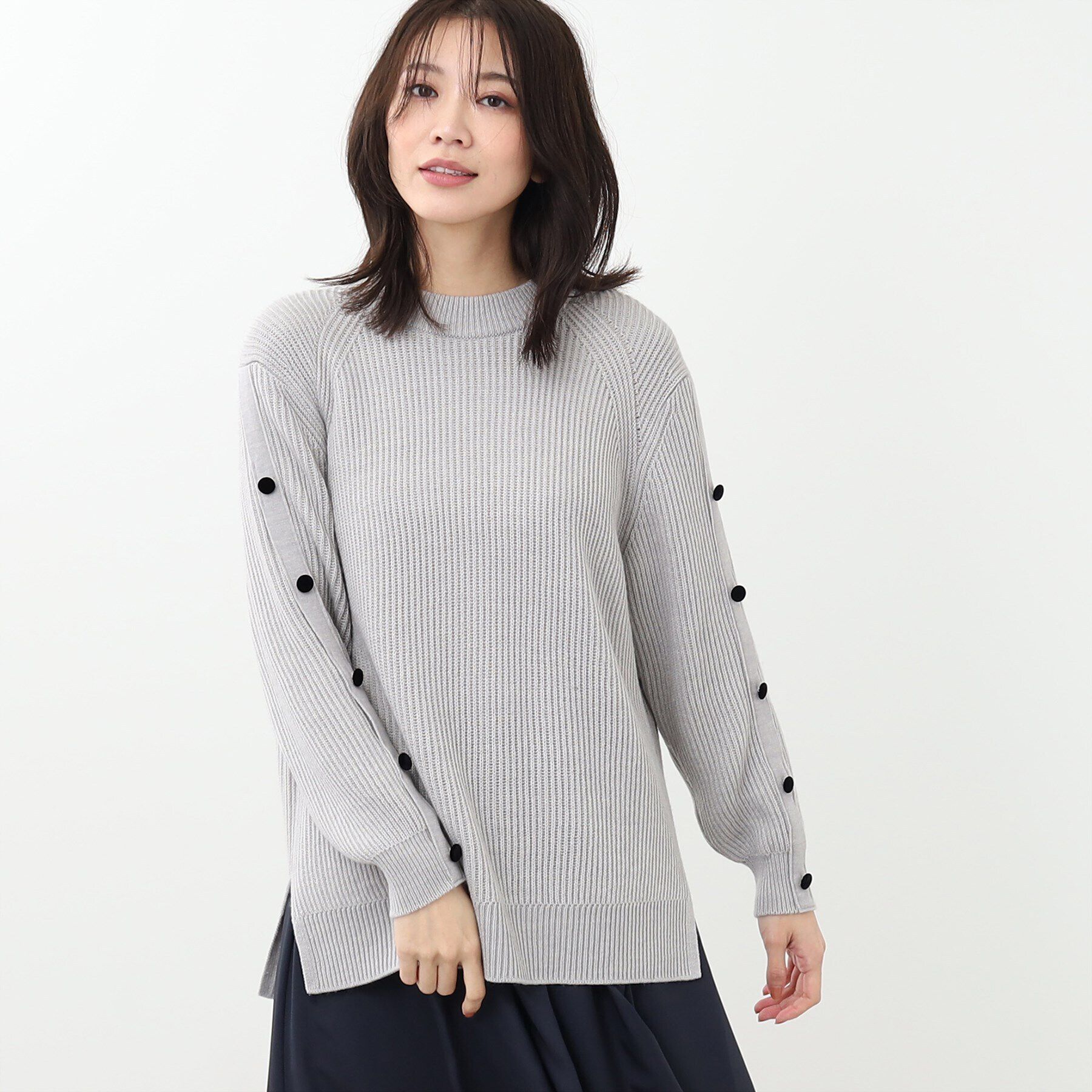 Reflect「【WEB限定カラーあり／手洗い可】ハイネックチュニック丈ニット」|ニット・セーター|