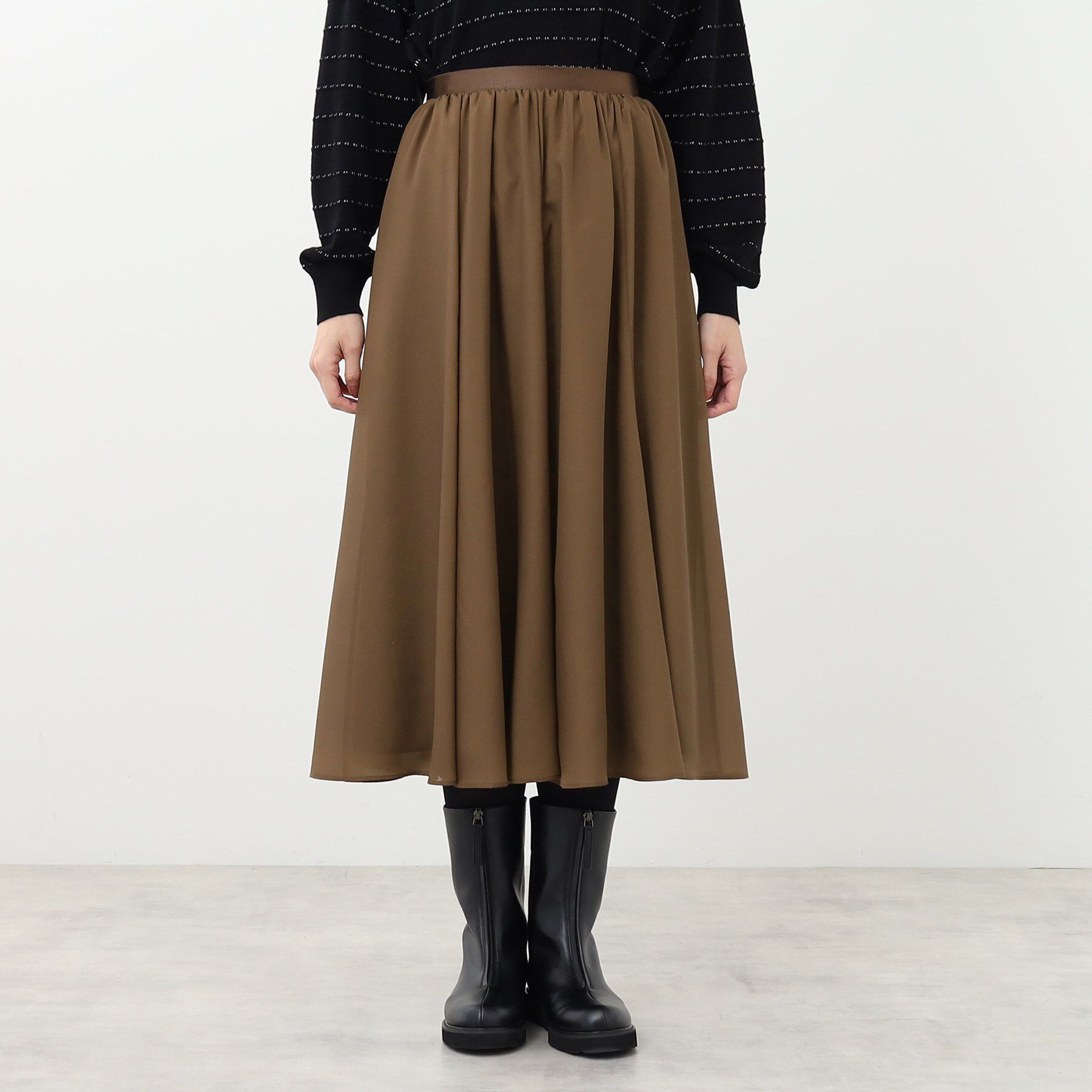 Reflect「【手洗い可/ウエスト総ゴム仕様】フリュイドシフォンスカート」|スカート|