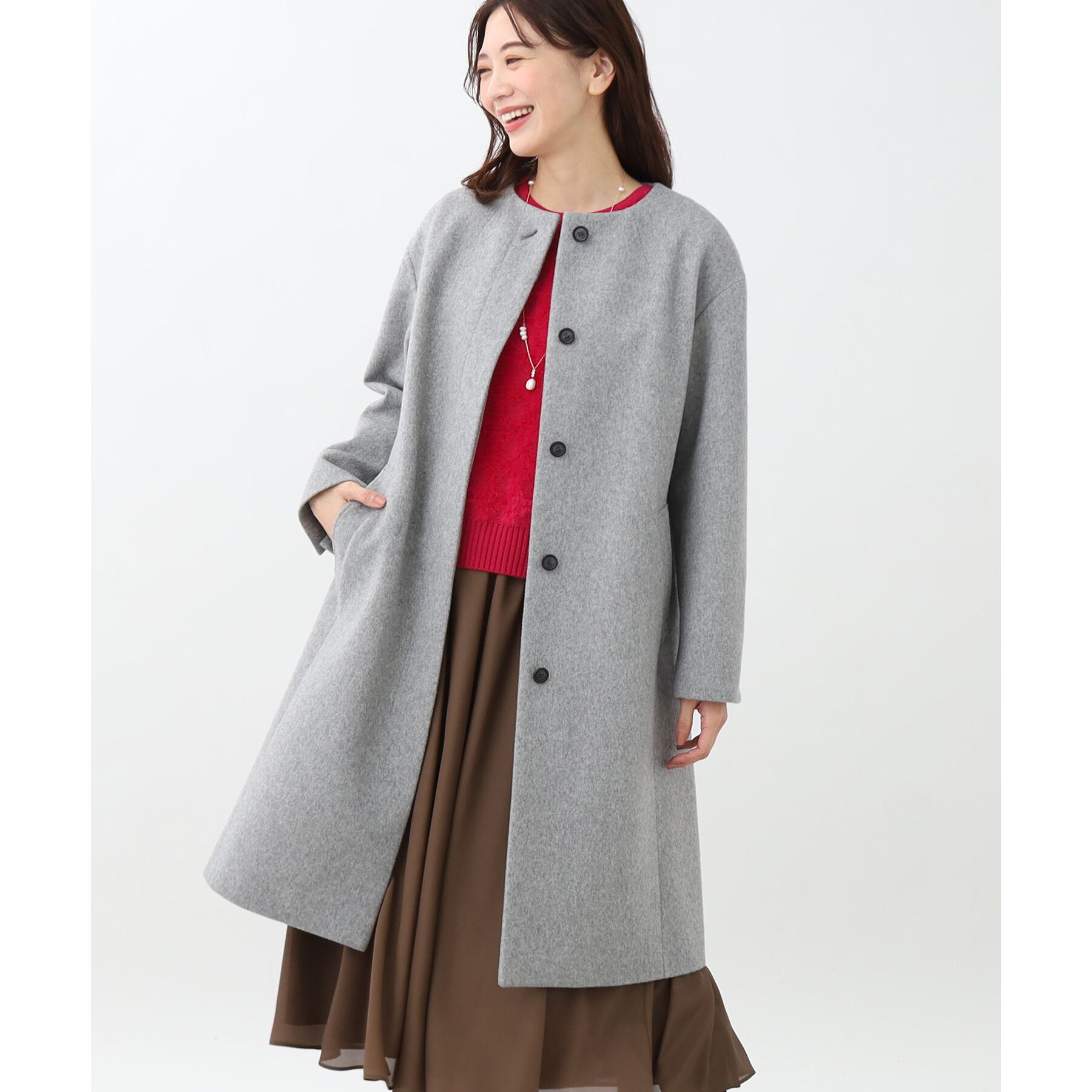 Reflect「【手洗い可/ウエスト総ゴム仕様】フリュイドシフォンスカート」|スカート|