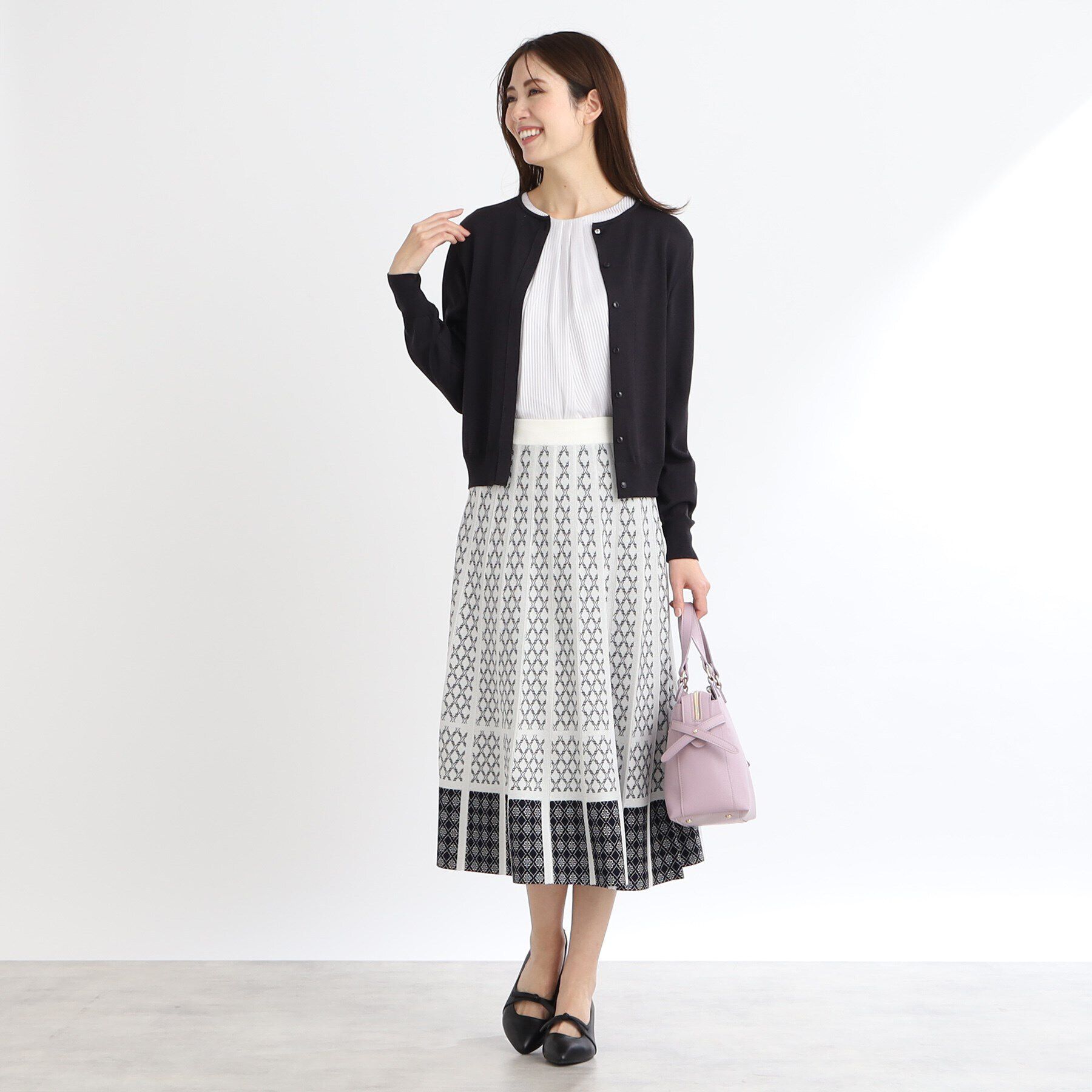 Reflect「【WEB限定カラーあり／アンサンブル可】比翼仕立てニットカーディガン」|カーディガン|