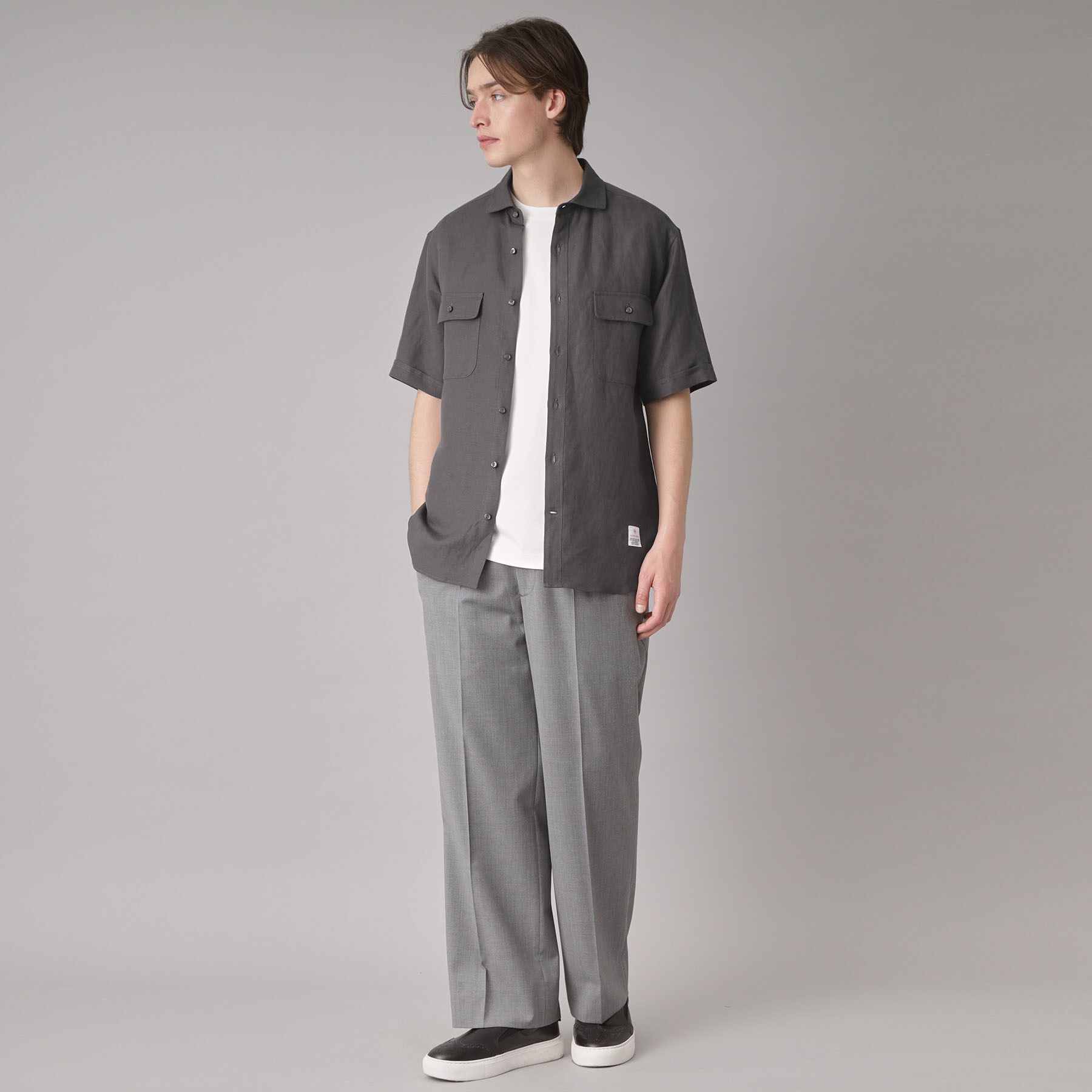 DRESSTERIOR「リネンレーヨン ハーフスリーブシャツ」|シャツ・ブラウス|