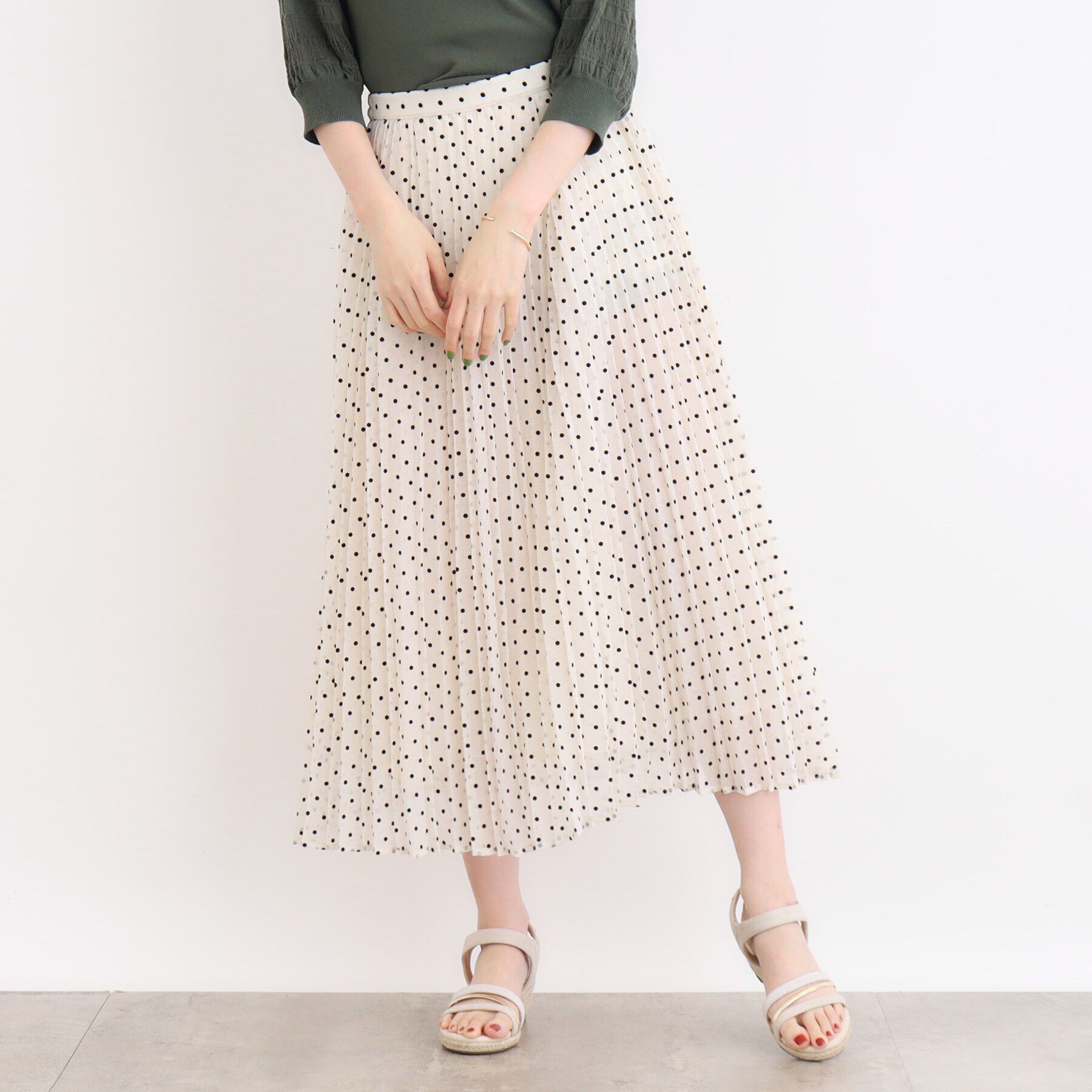 grove「フロッキードットプリーツスカート」|スカート|