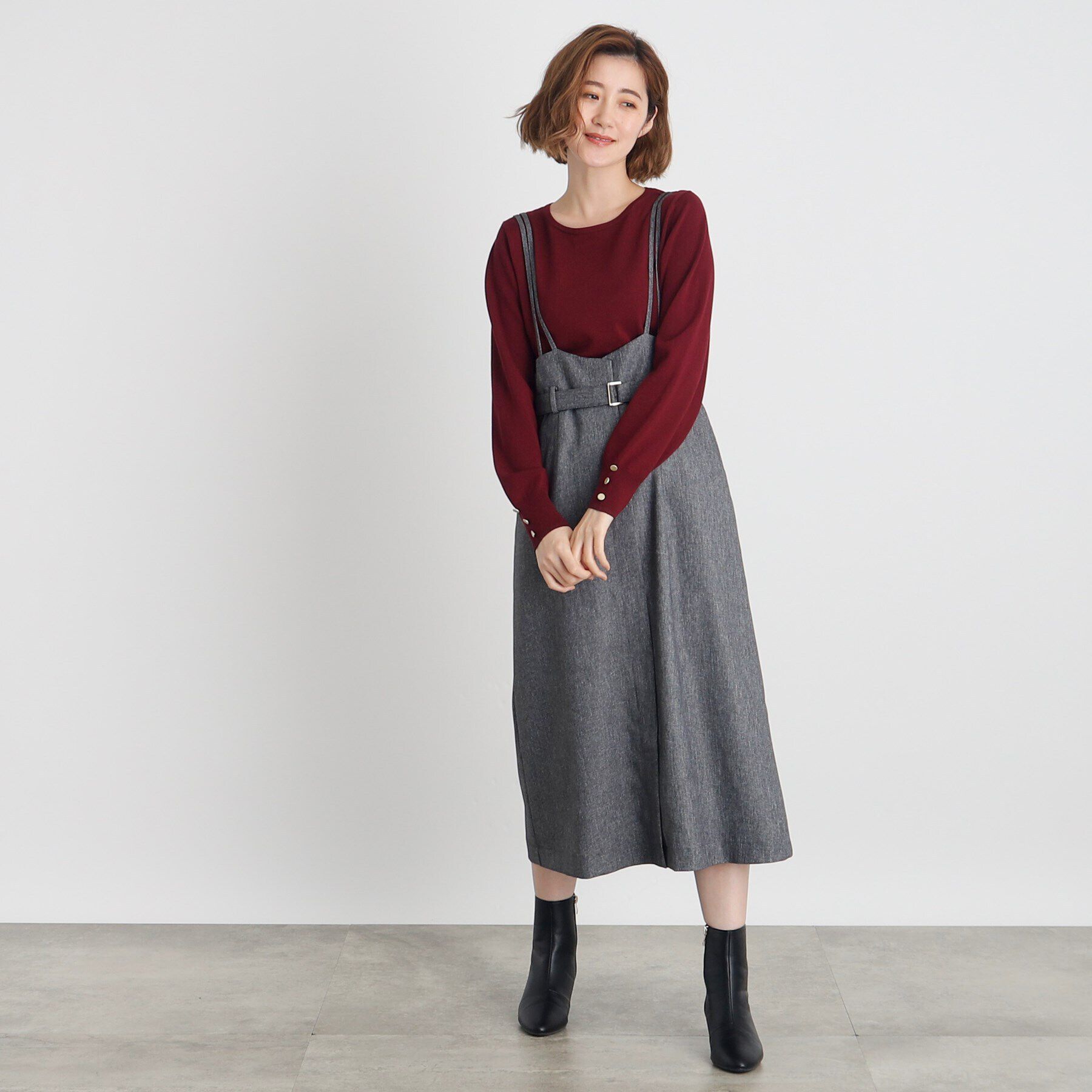 grove「袖ボタンクルーネックプルオーバー」|ニット・セーター|