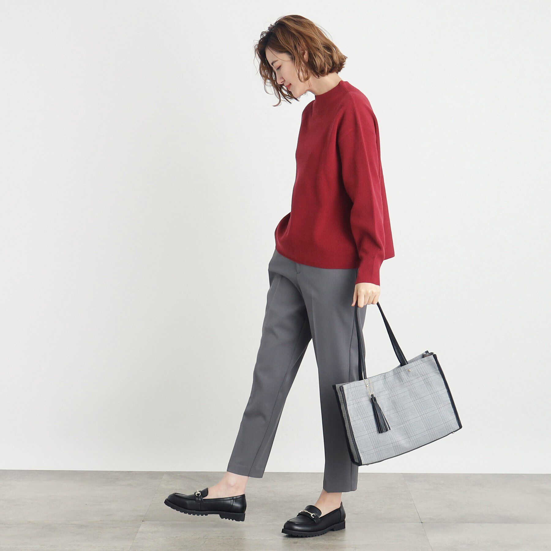 grove「【A4】アソートパイピングタッセルトート」|トートバッグ|