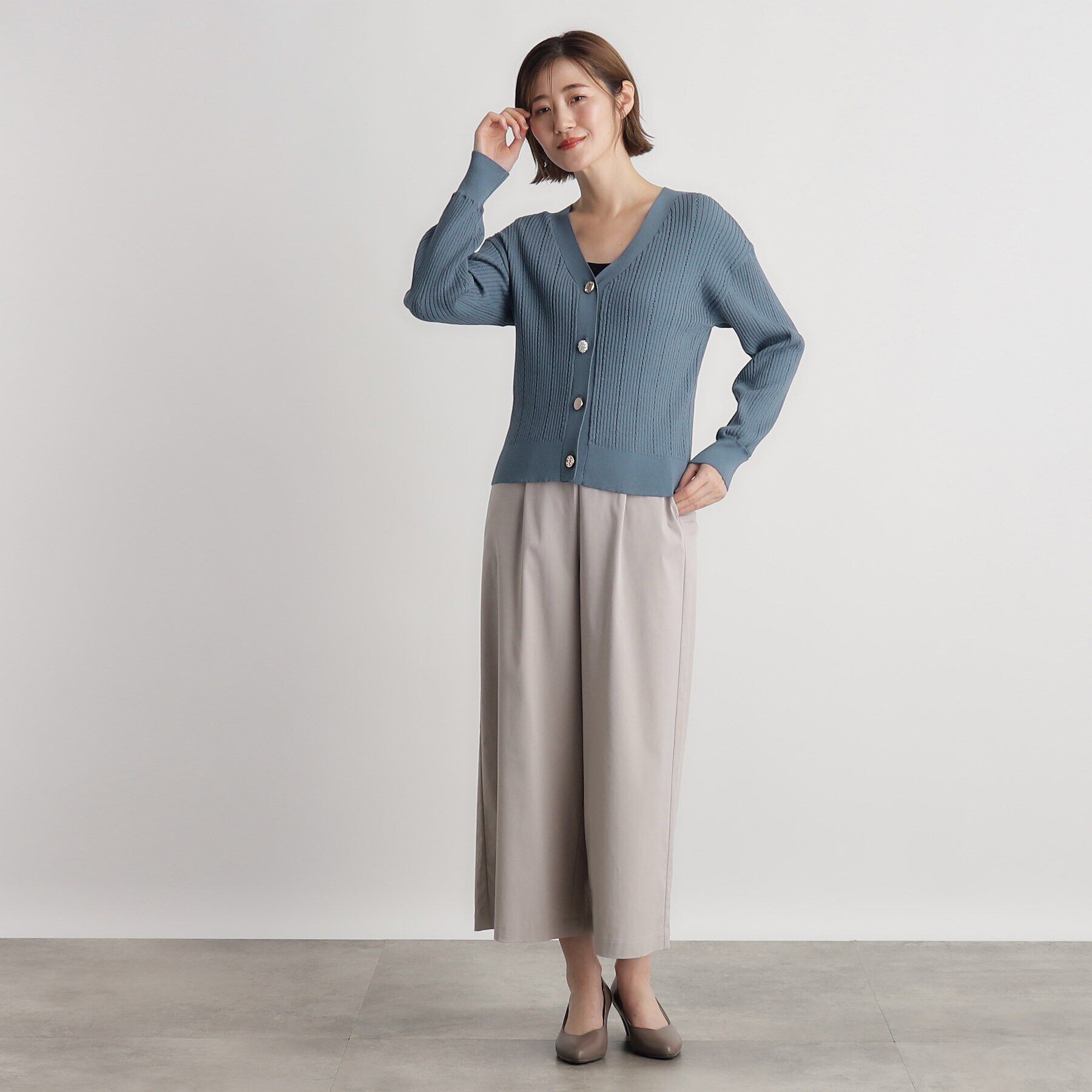 grove「多ボタン透かしニットカーディガン」|カーディガン|