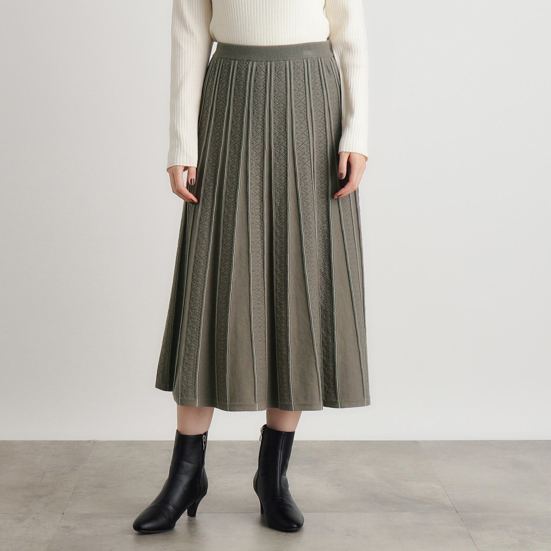 grove「SET UP対応 透かし編み柄ニットスカート」|スカート|