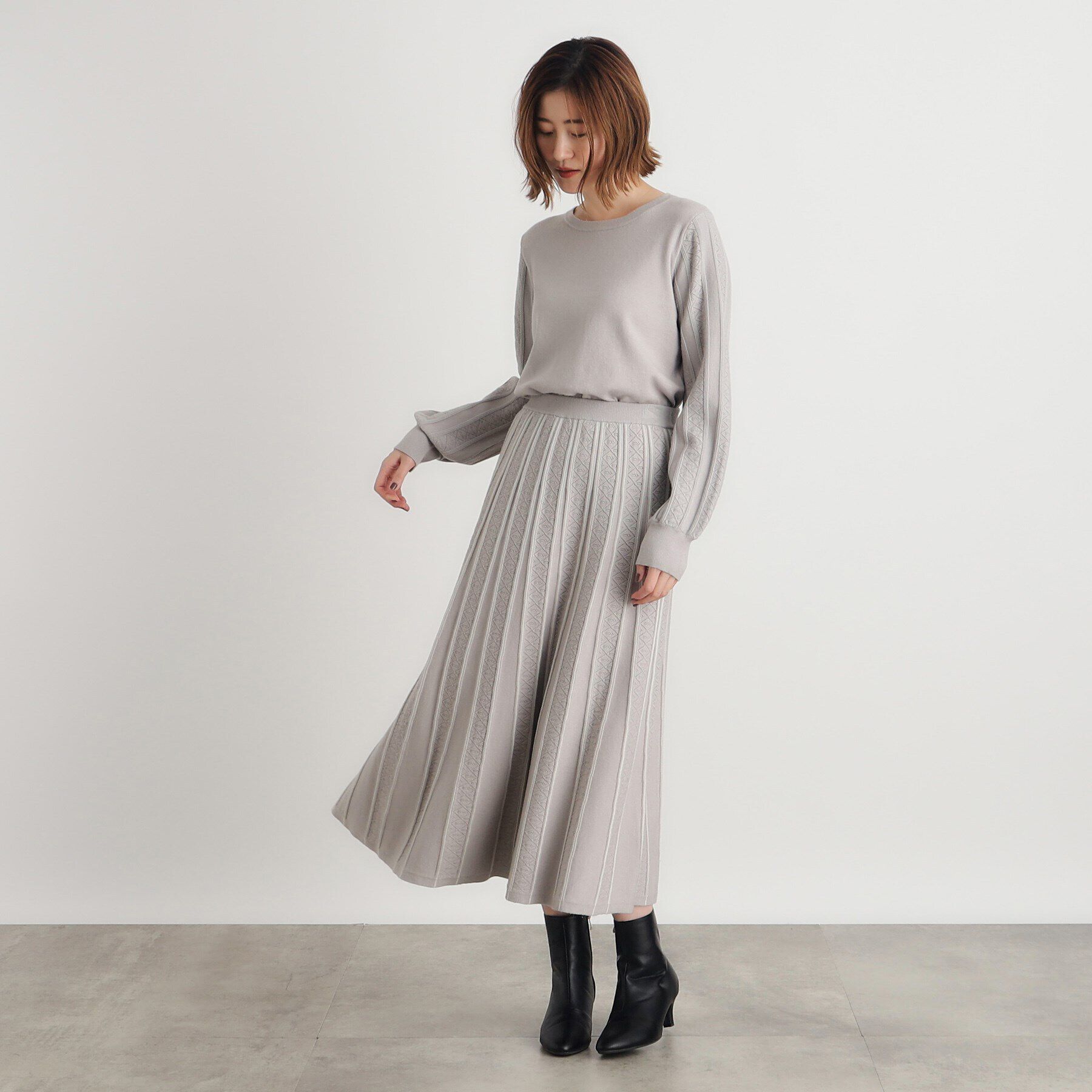 grove「SET UP対応 透かし編み柄ニットスカート」|スカート|