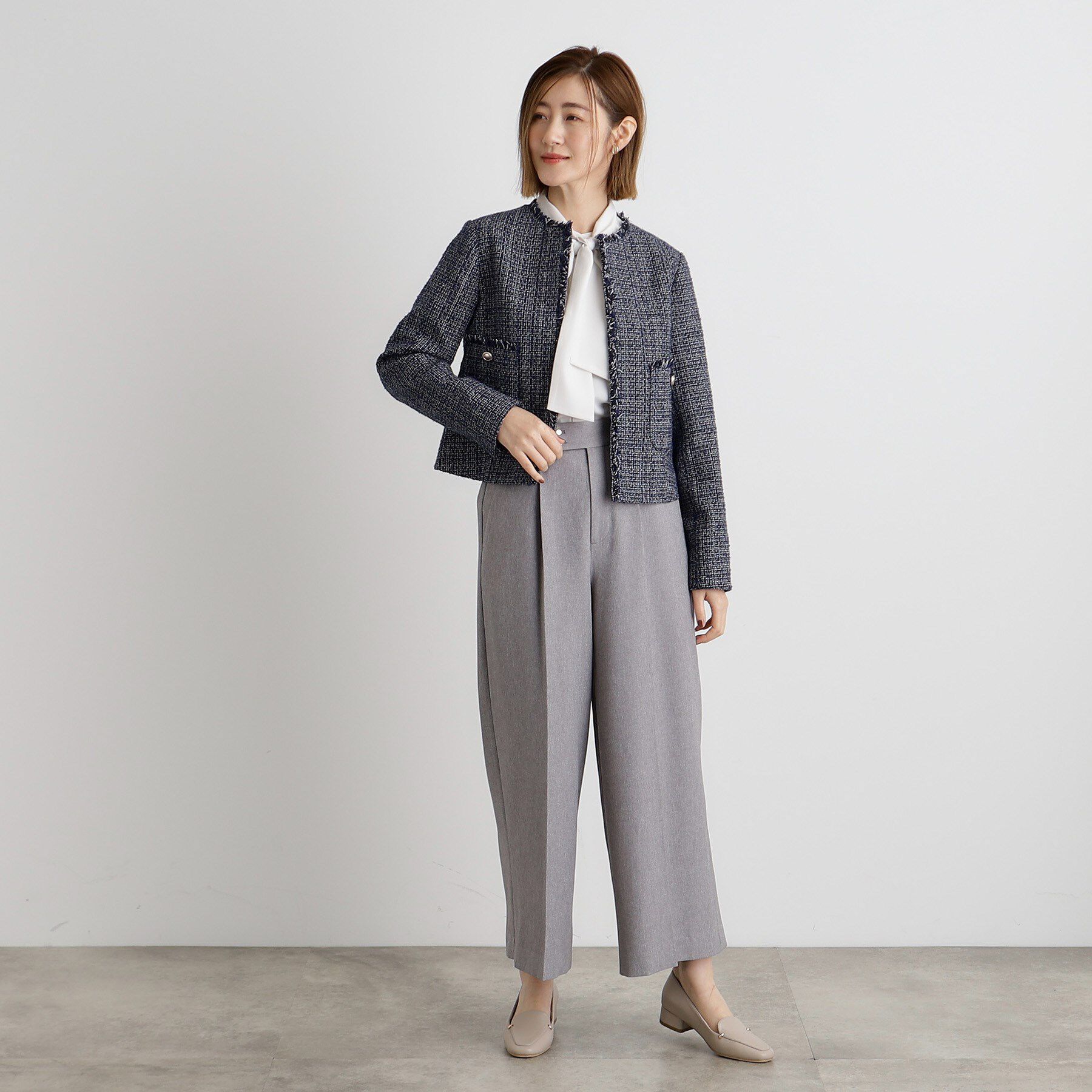 grove「【雑誌掲載】ツイードコンパクトジャケット」|ノーカラージャケット|