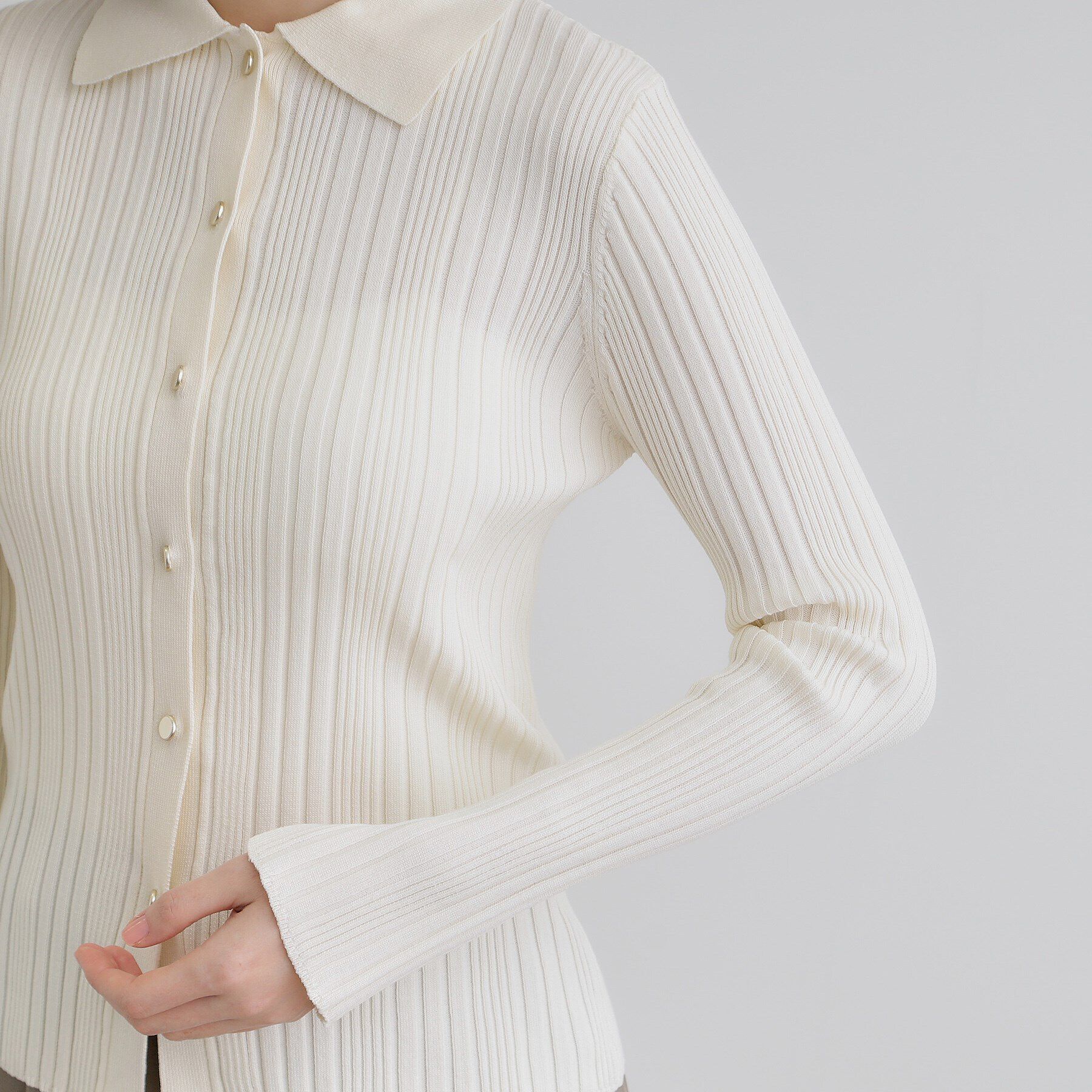 grove「ワイドリブポロニット」|ニット・セーター|