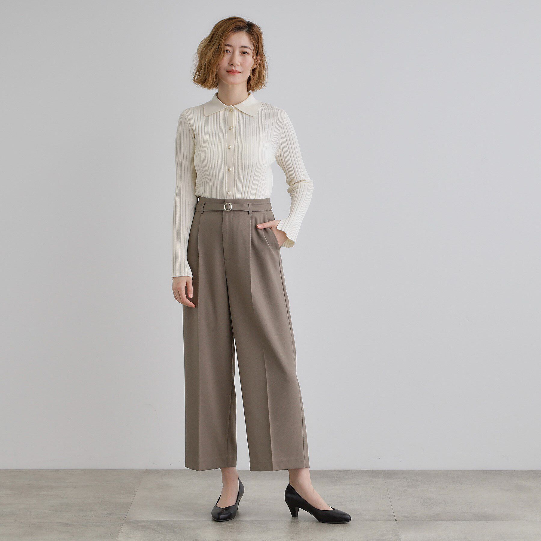 grove「ワイドリブポロニット」|ニット・セーター|