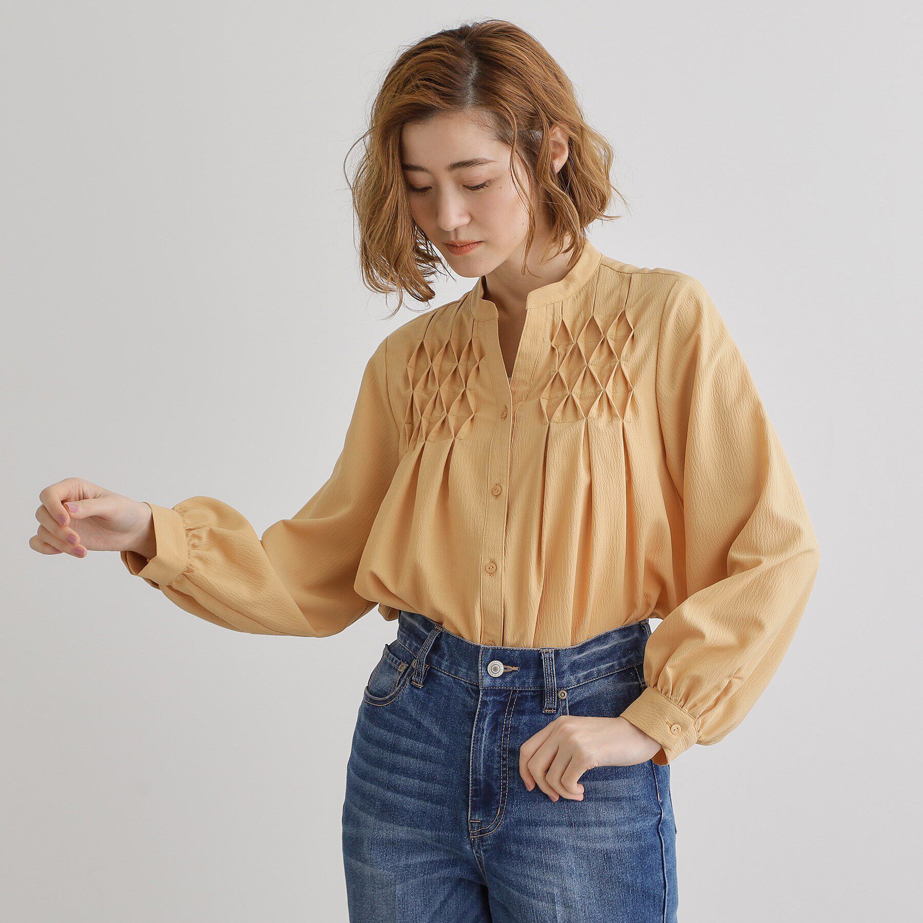 grove「スモッキングタックスキッパーブラウス」|シャツ・ブラウス|