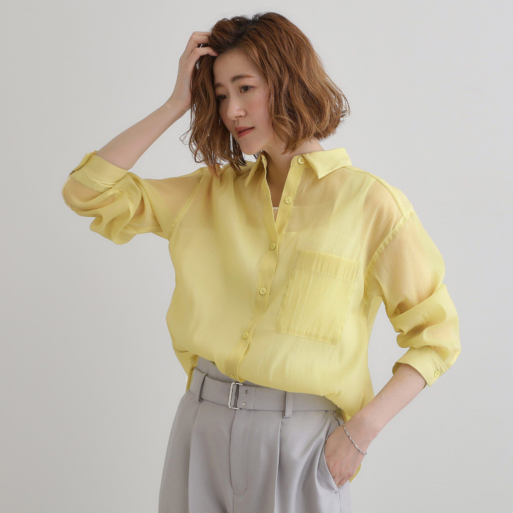 grove「【大人の抜け感スタイル】ストライプアソートシアーオーバーシャツ」|シャツ・ブラウス|