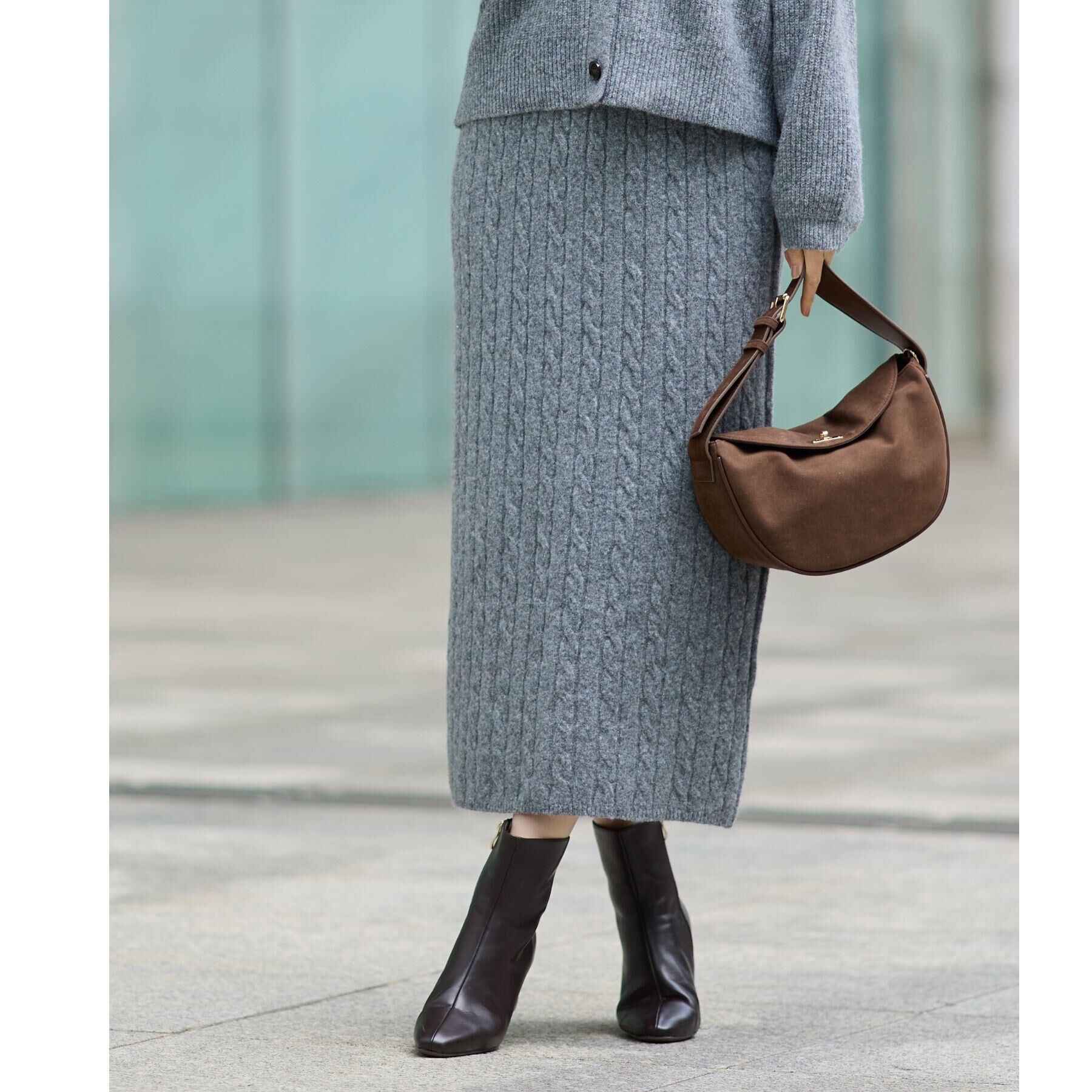 grove「【SETITEM】ケーブルニットスカート」|スカート|チャコール(014)