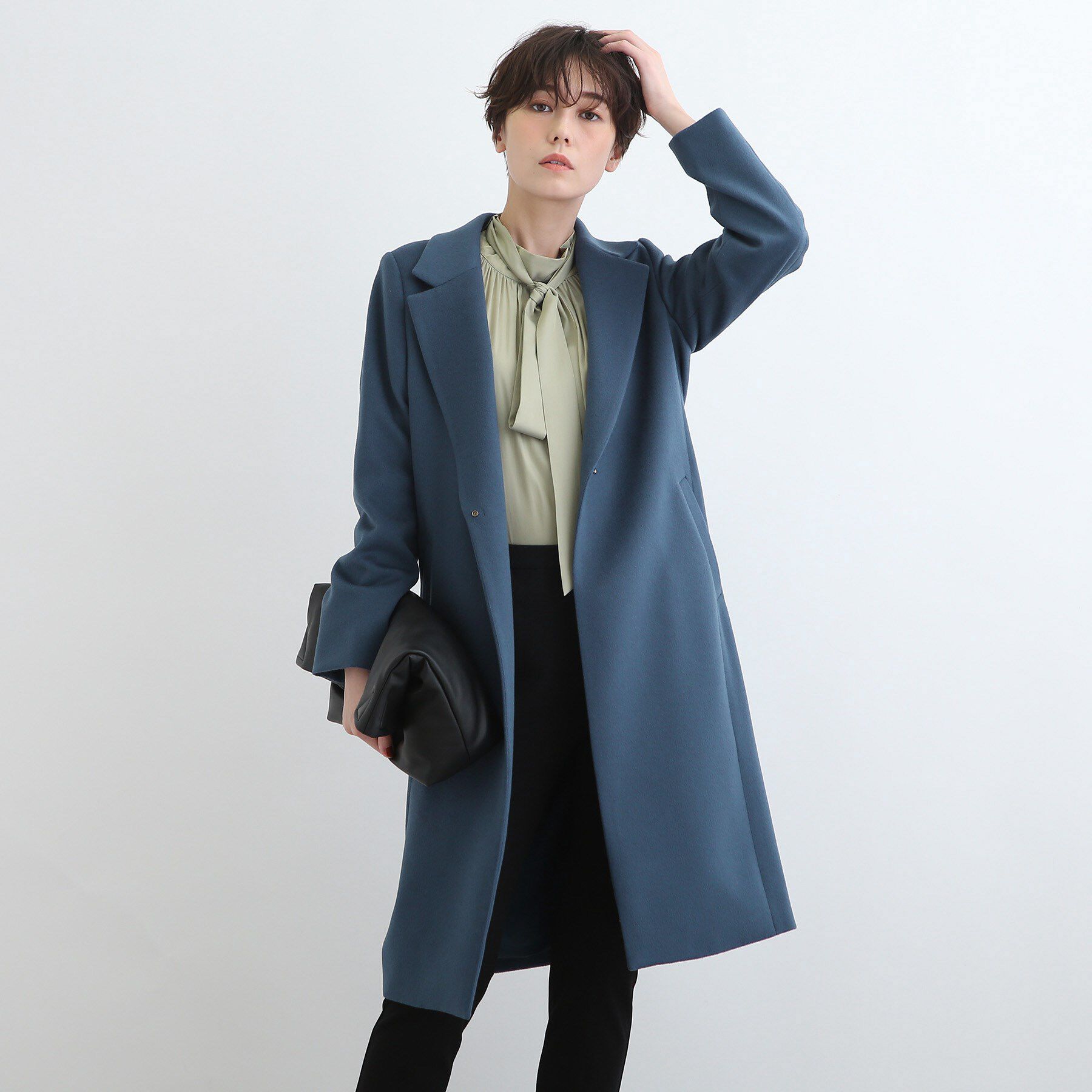 INDIVI「【定番人気！/名品コート/日本製】ウール100%チェスターコート」|チェスターコート|ブルー(092)