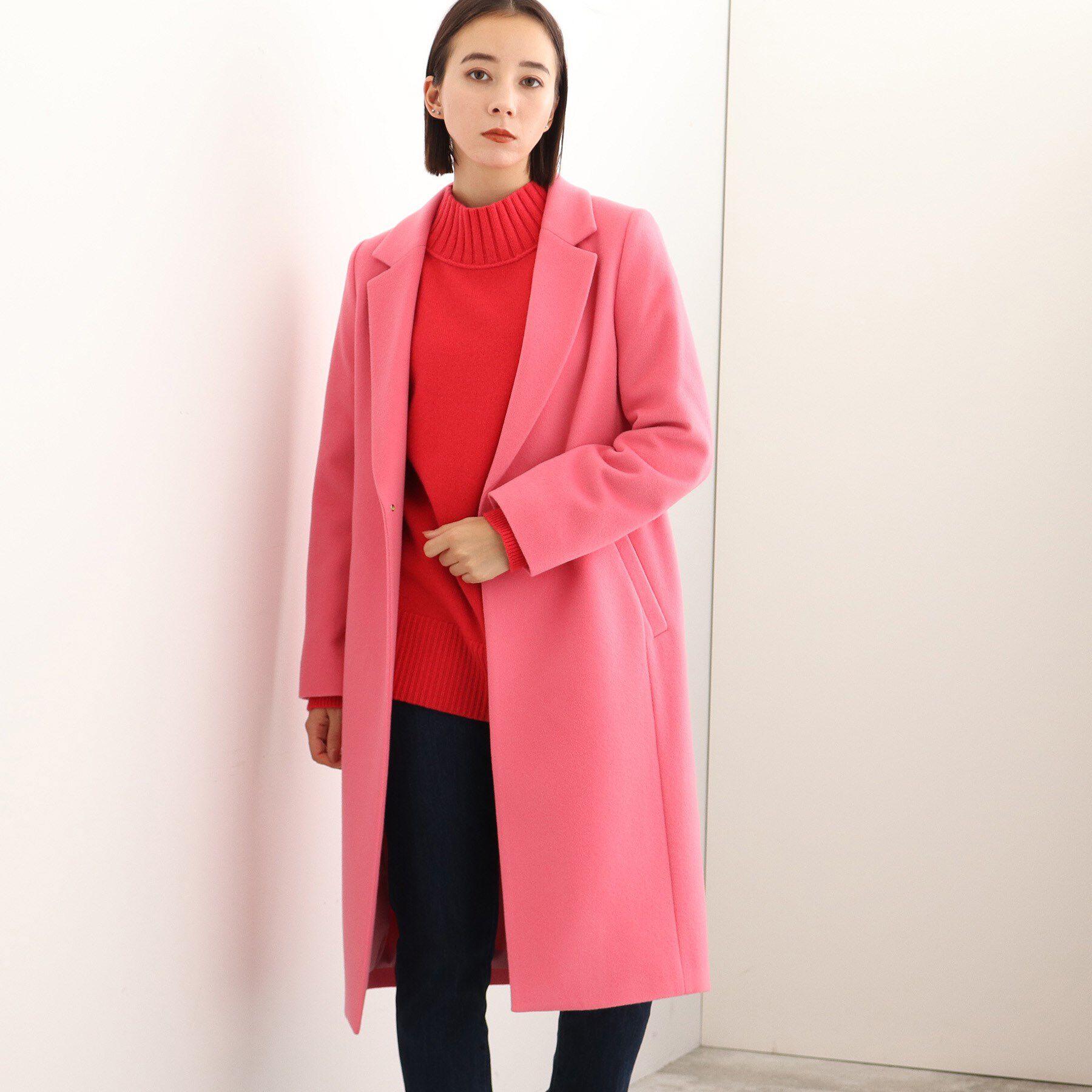 INDIVI「【定番人気！/名品コート/日本製】ウール100%チェスターコート」|チェスターコート|ピンク(772)