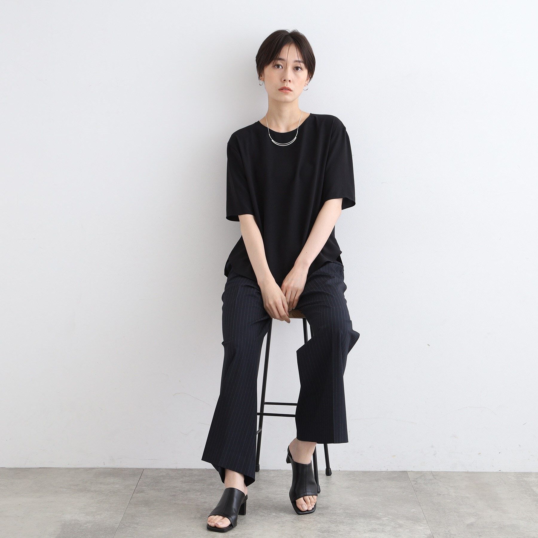 INDIVI「【洗える／ストレッチ】トレンド素材タックワイドパンツ」|その他|