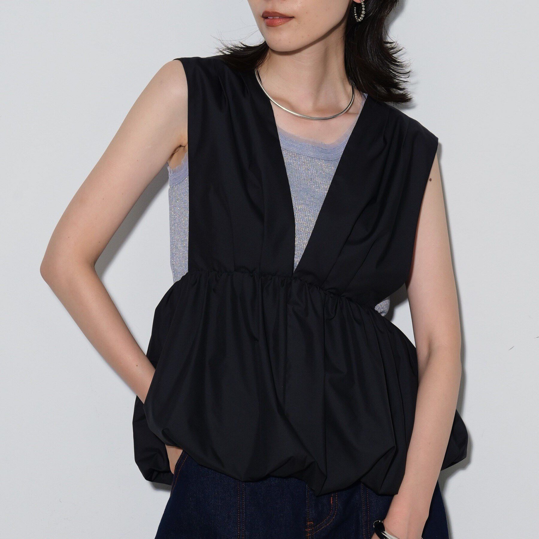 GALLEST「ラメリブタンクトップ」|キャミソール|ｸﾞﾚｰ(012)