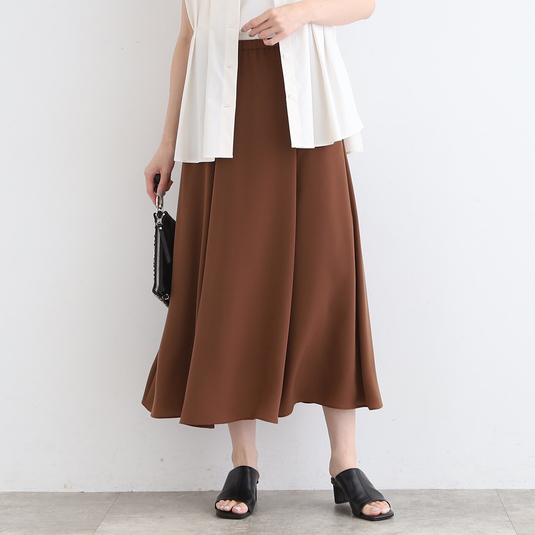 INDIVI「【洗える／SETUP可能】ニュアンスイージースカート」|スカート|ブラウン(643)
