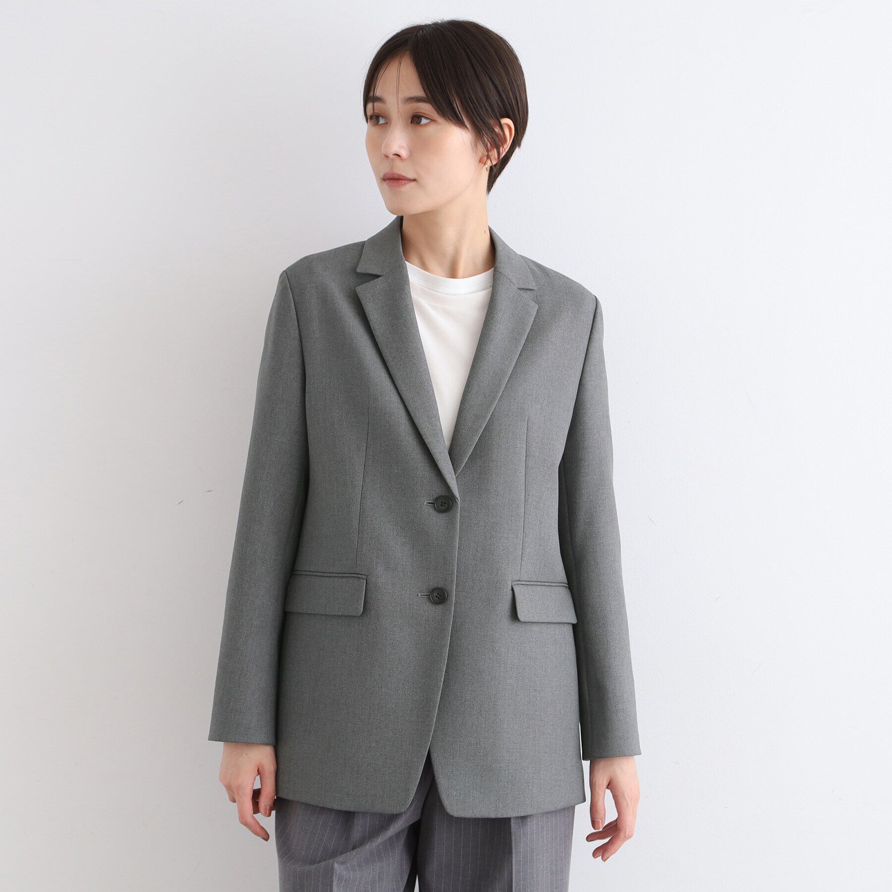 INDIVI「【新定番！／旬顔／洗える】オーバーシルエット テーラードカラージャケット」|テーラードジャケット|