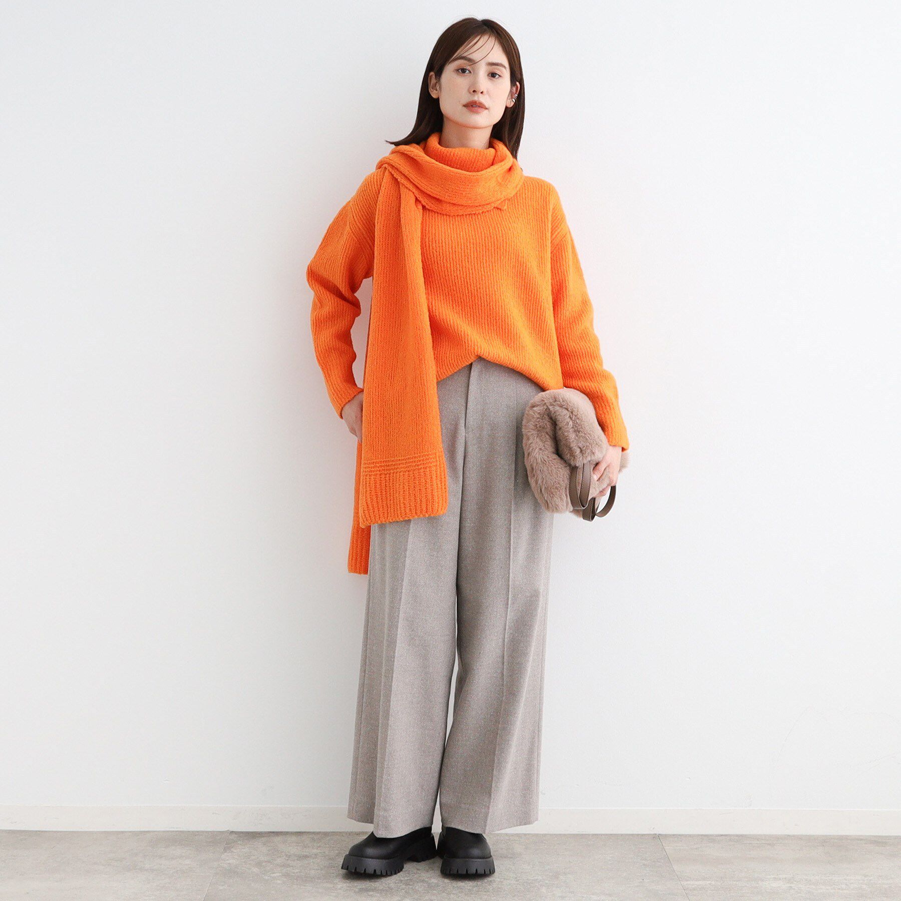 INDIVI「【ウール混】ネップヘリンボーン ワイドパンツ」|その他|