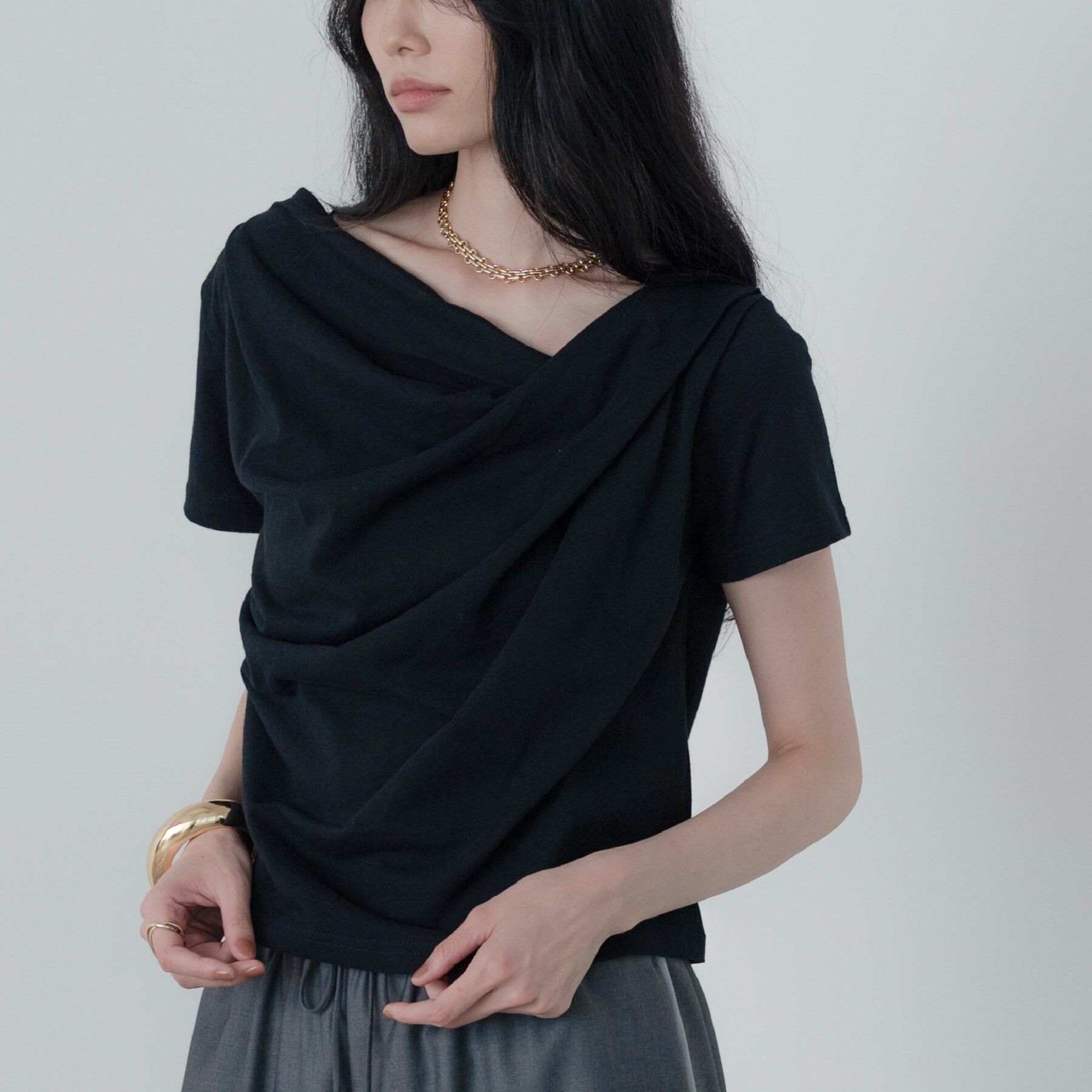 GALLEST「ドレープクロップドカットソー」|Tシャツ・カットソー|