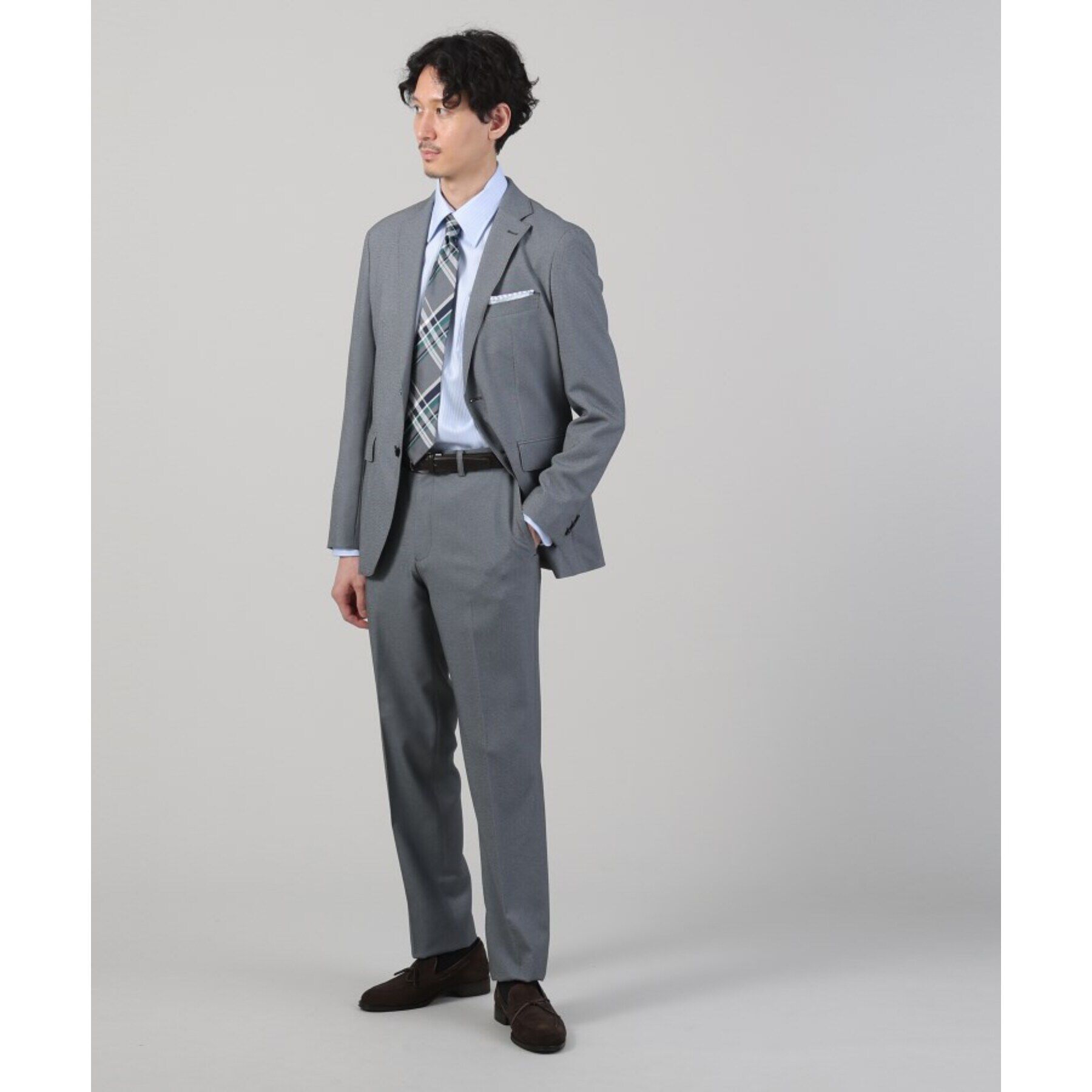 TAKEO KIKUCHI「【ONOFF/セットアップ対応】メランジ シャークスキン ストレッチ パンツ」|スーツ|