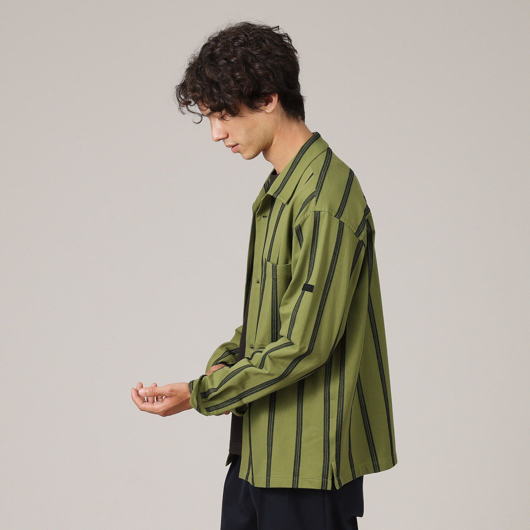TAKEO KIKUCHI「カラミ ストライプ ジャージー シャツ」|シャツ・ブラウス|