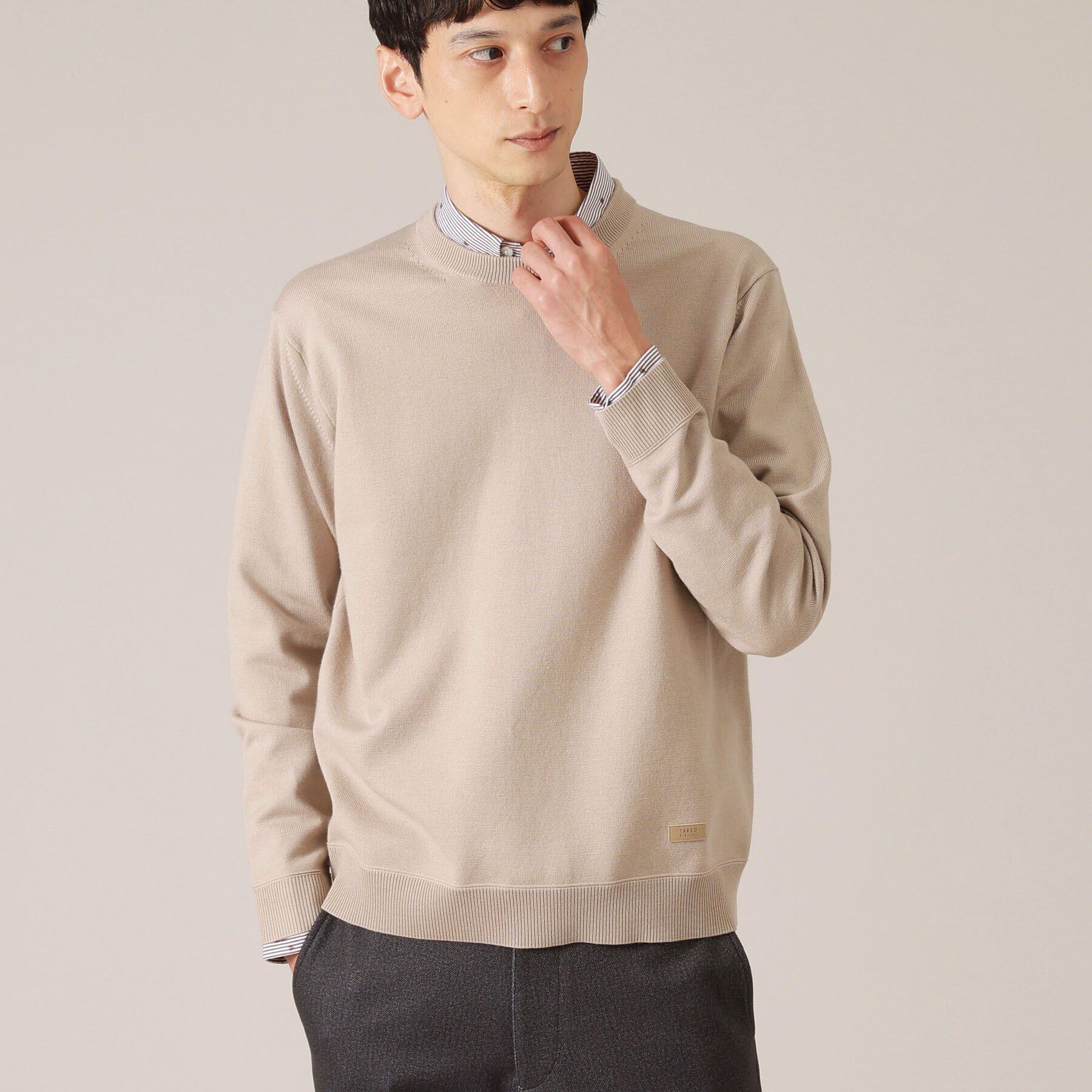 TAKEO KIKUCHI「【アンチピリング】クルーネック ニット」|ニット・セーター|ベージュ(052)