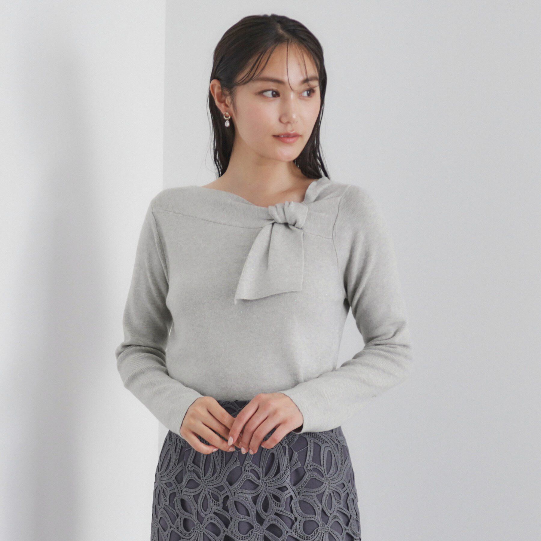 index「《6color/S-LLsize》アシメボウタイニット【洗濯機洗い可】」|ニット・セーター|