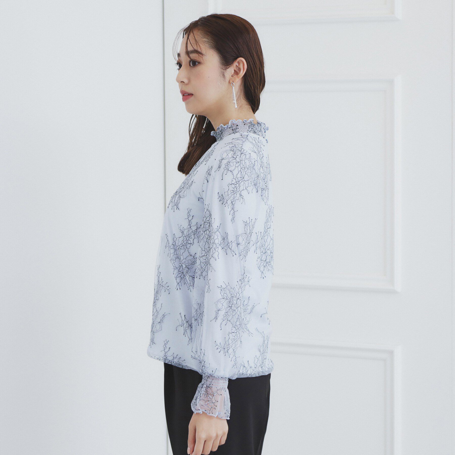 index「シャーリング総レーストップス【洗濯機洗い可】」|Tシャツ・カットソー|