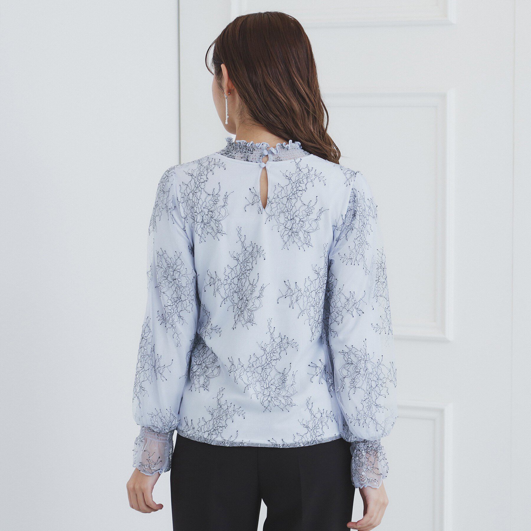 index「シャーリング総レーストップス【洗濯機洗い可】」|Tシャツ・カットソー|