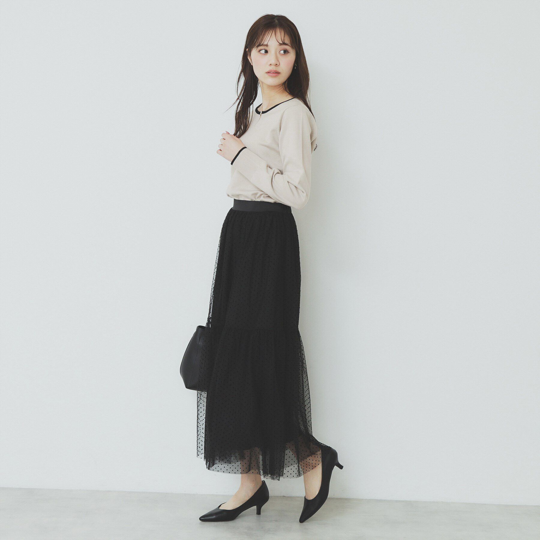 index「バイカラーキーネックニット【洗濯機洗い可】」|ニット・セーター|