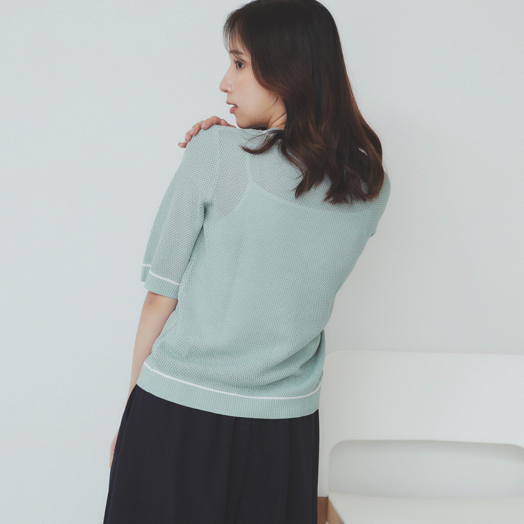 index「バイカラー半袖カーディガン【洗える/抗ピル】」|カーディガン|